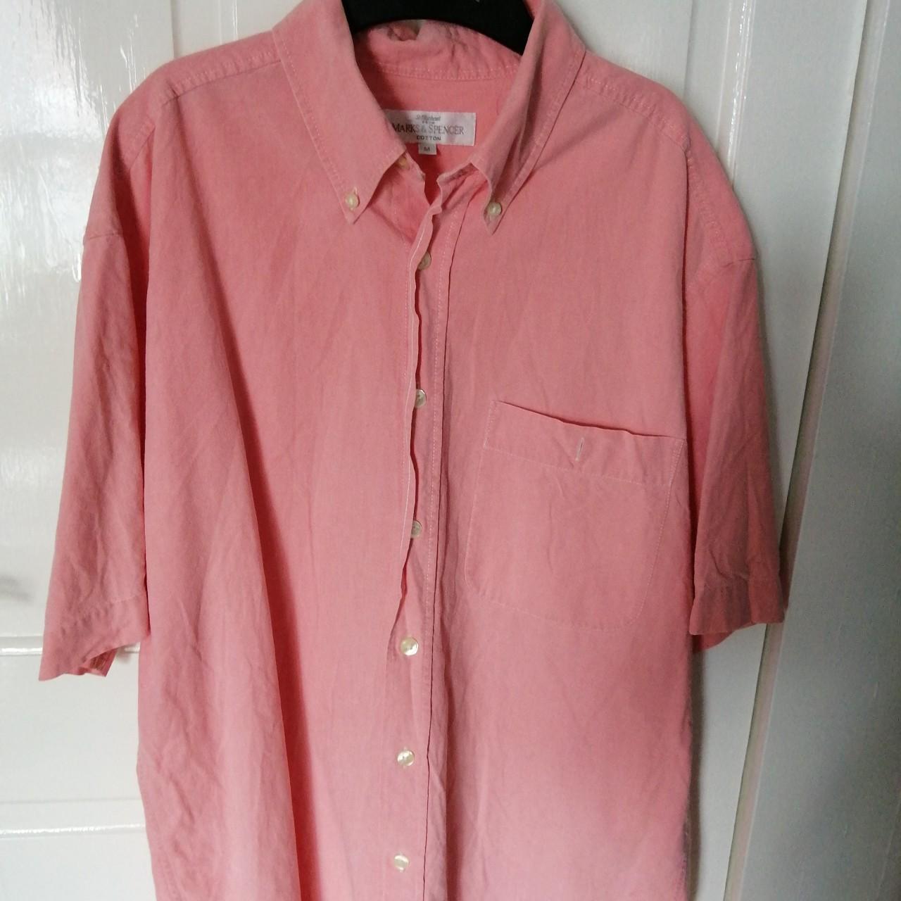 Vintage retro M&S linnen shirt on Coral. Chest... - Depop