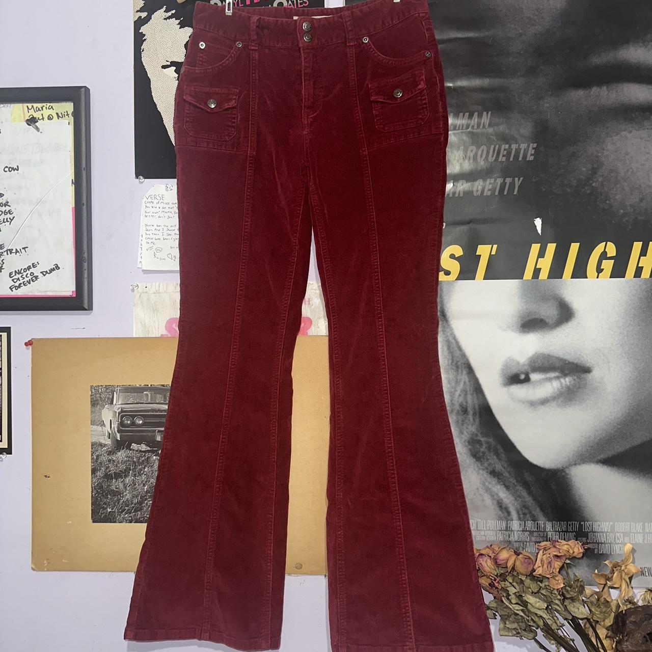 low rise red corduroy flare Arizona jeans waist 29... - Depop