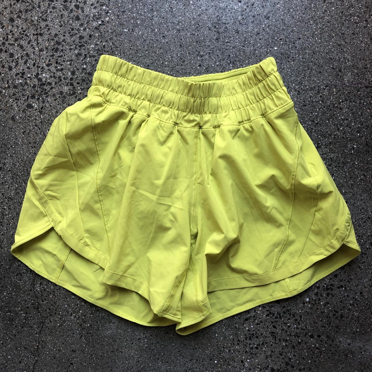 Size 4 Lululemon shorts Chartreuse bright... Depop