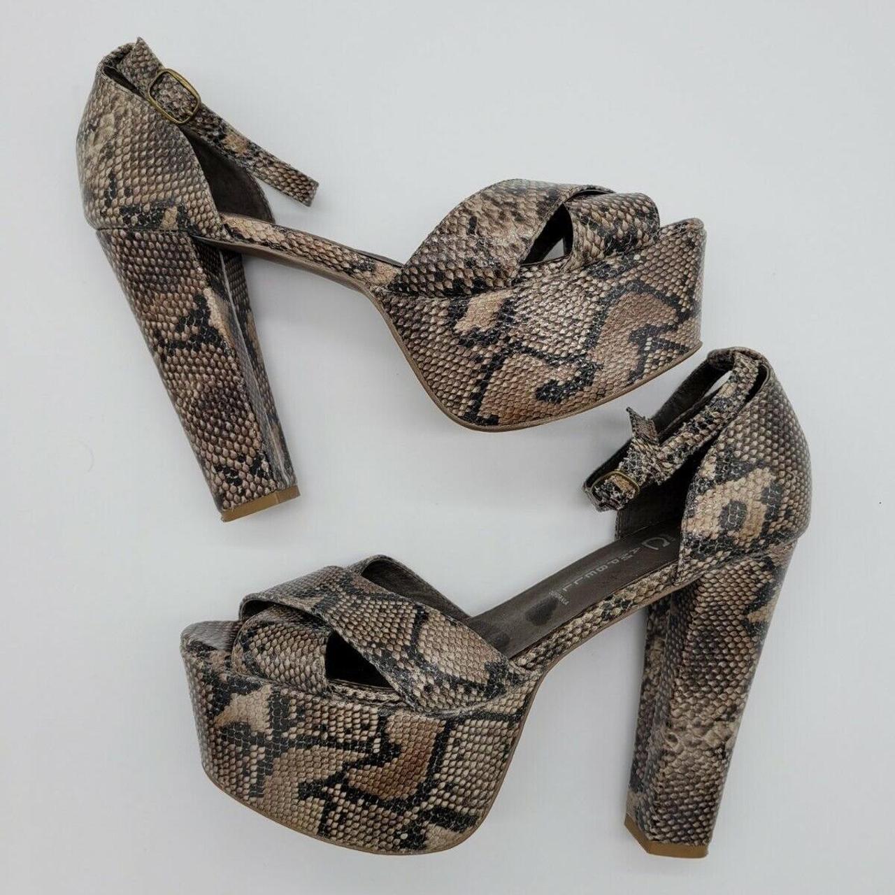 Jeffrey Campbell Heels Carmen Platforms Snake Beige Black outlet Ankle Strap