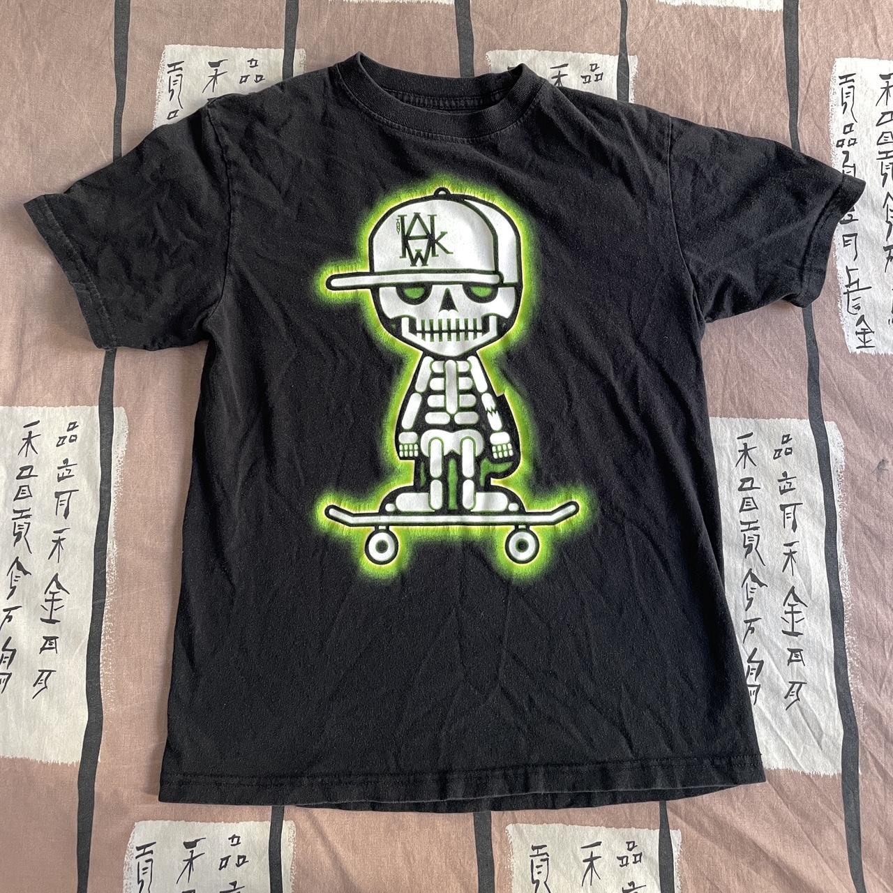 Vintage Tony Hawk Neon Skateboard Skull T-Shirt....