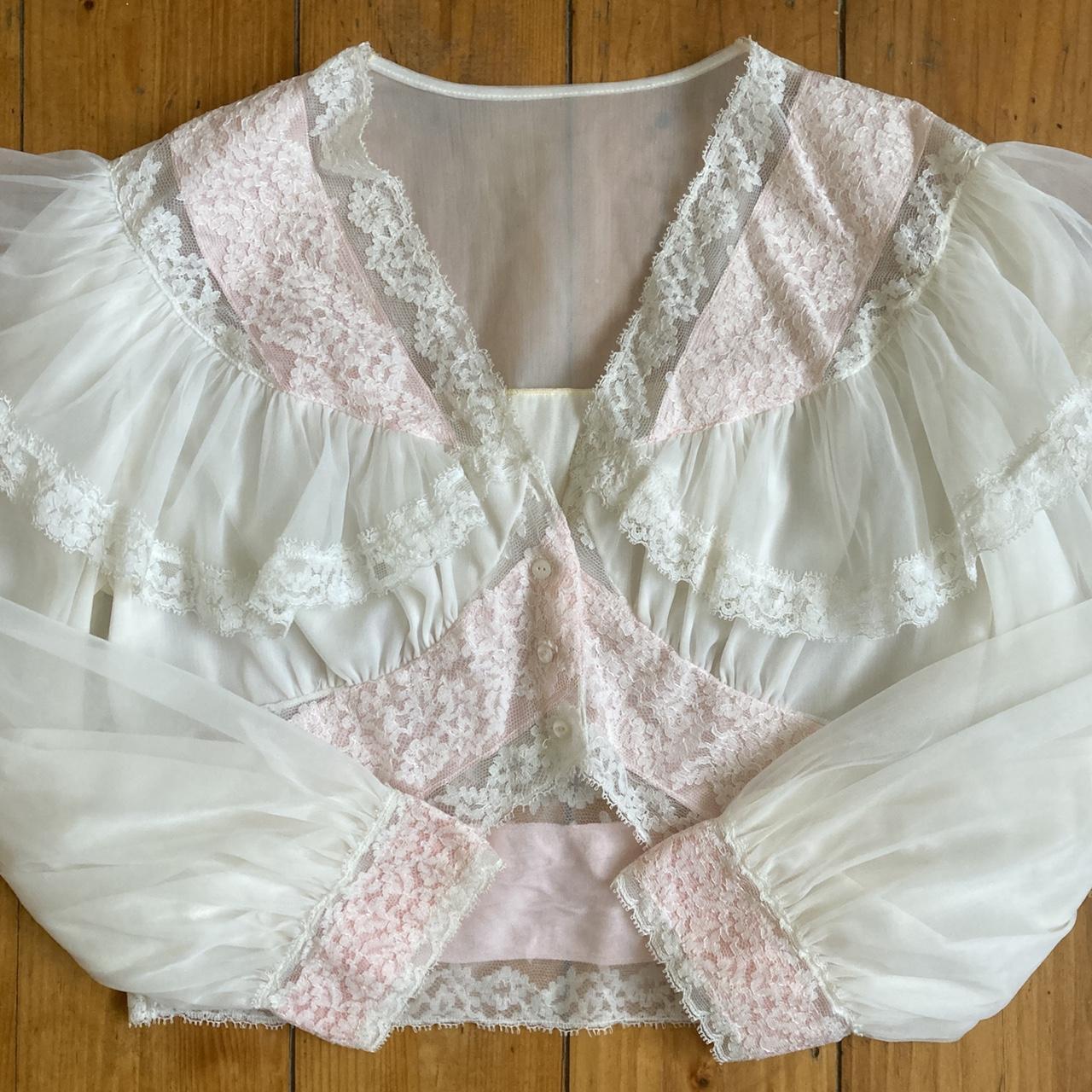 ROMANTIC ANGELIC LACEY NIGHTDRESS & BED JACKET... - Depop