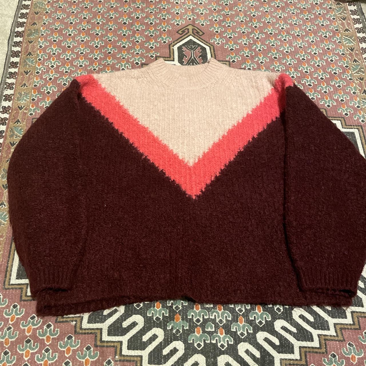 Marks Spencer Women S Pink And Burgundy Jumper Depop