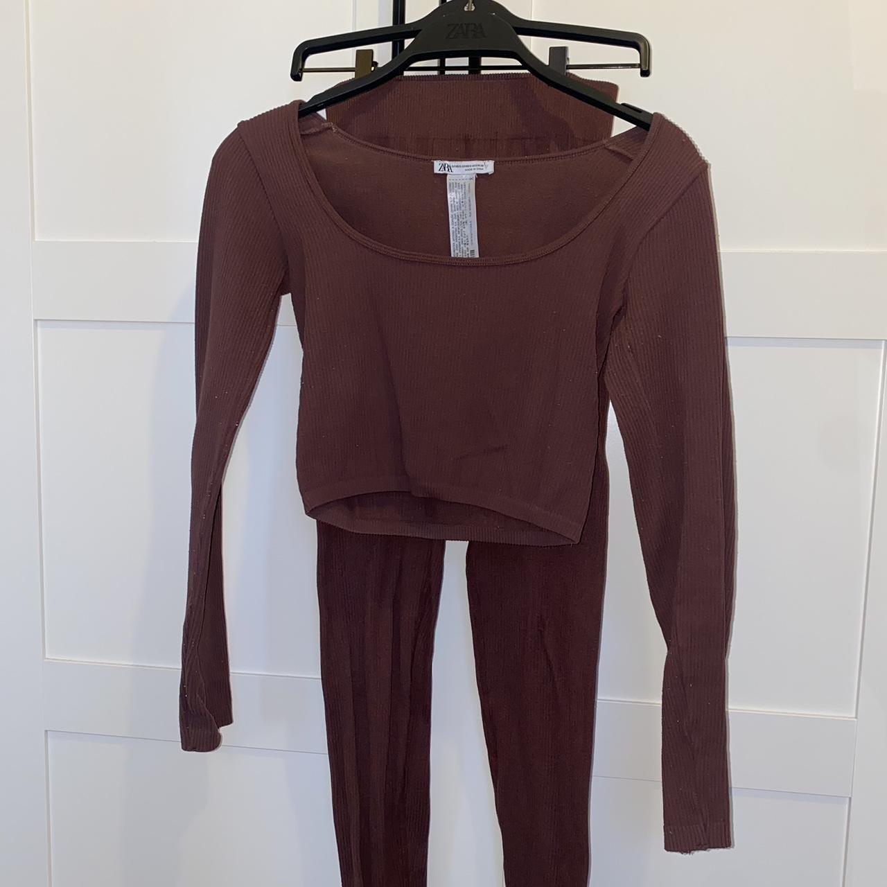 Zara ribbed leggings/top set Bobbling on set as... Depop