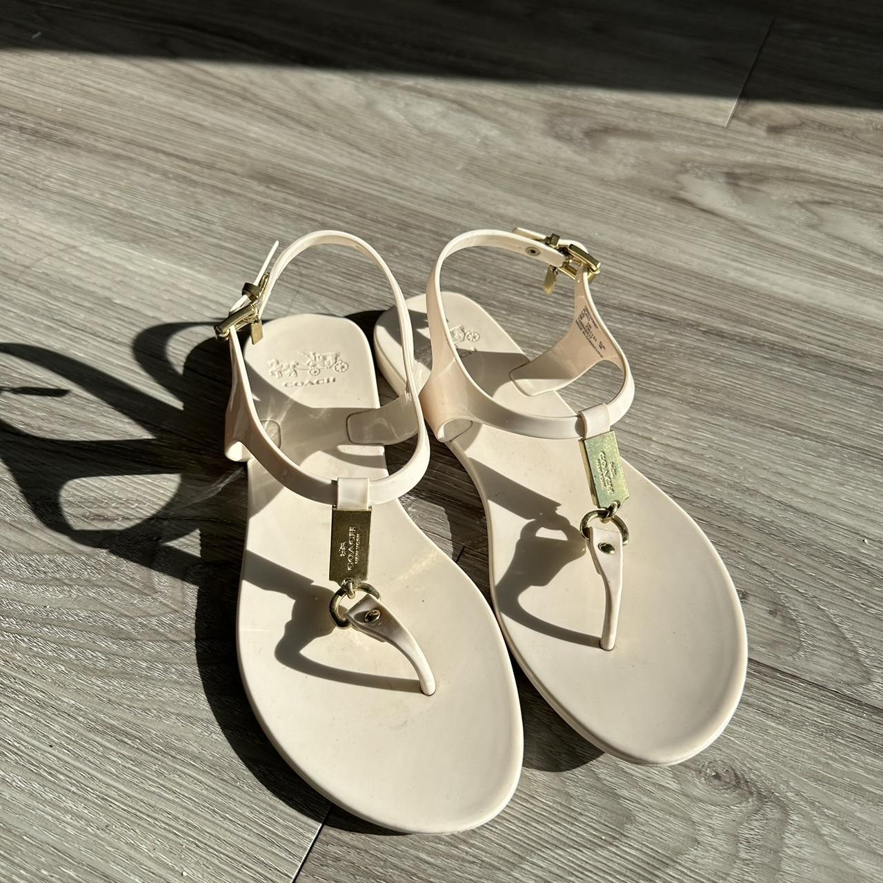 Coach Plato Jelly Thong Sandals White Size 6B Depop