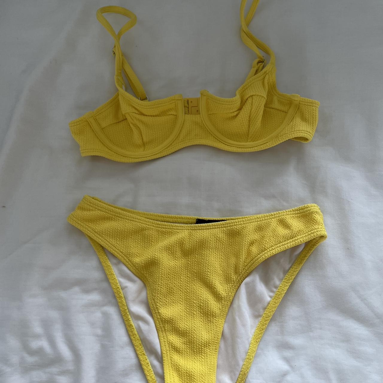 Yellow Underwired Bikini Set Size 4 Great Condition Depop