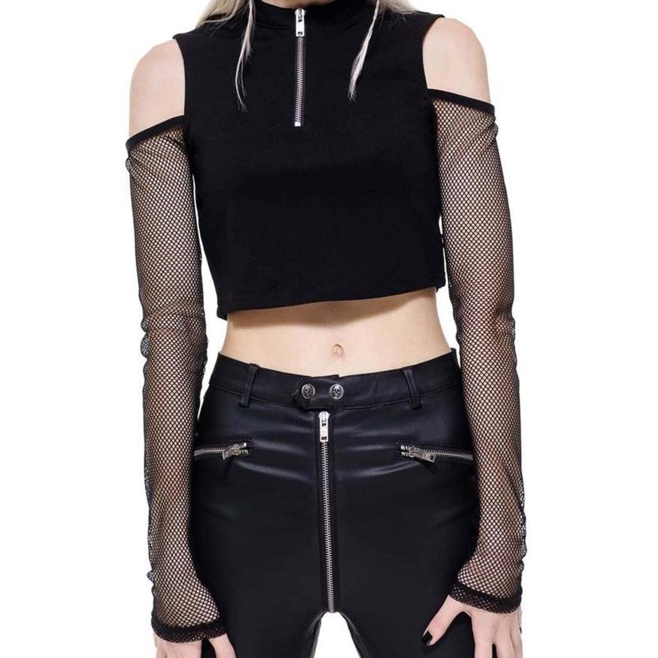 Killstar Women's Black and Silver Crop-top | Depop