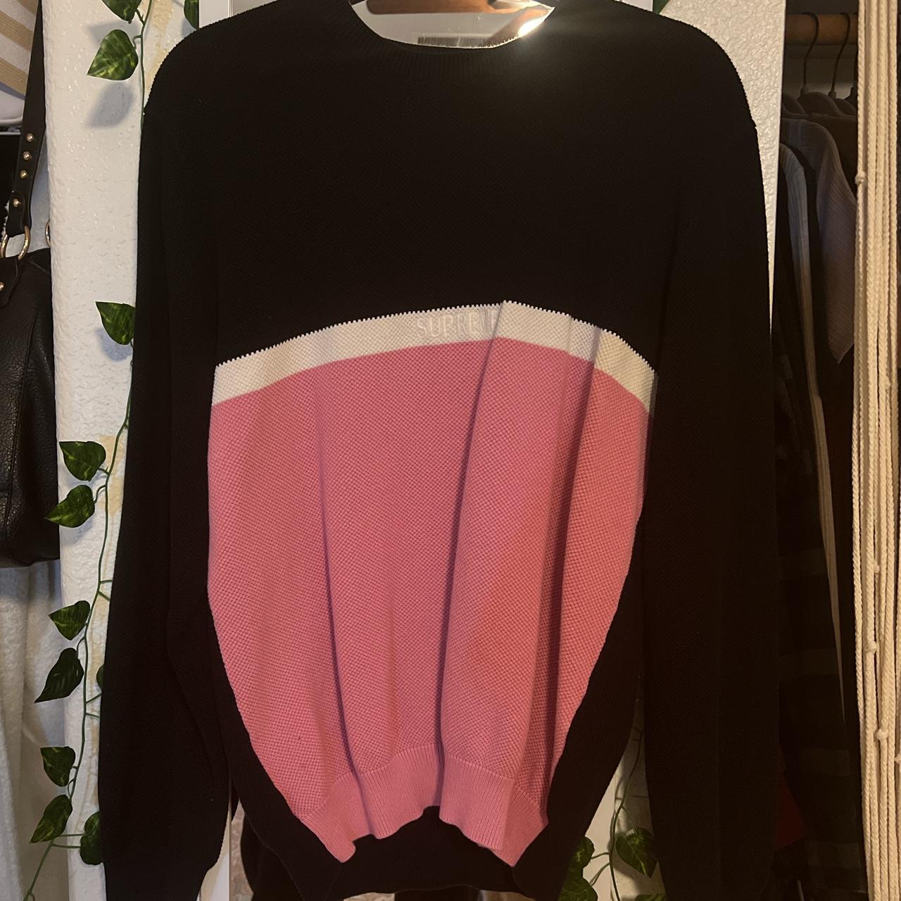 SUPREME pink and black multi crewneck. Size Medium