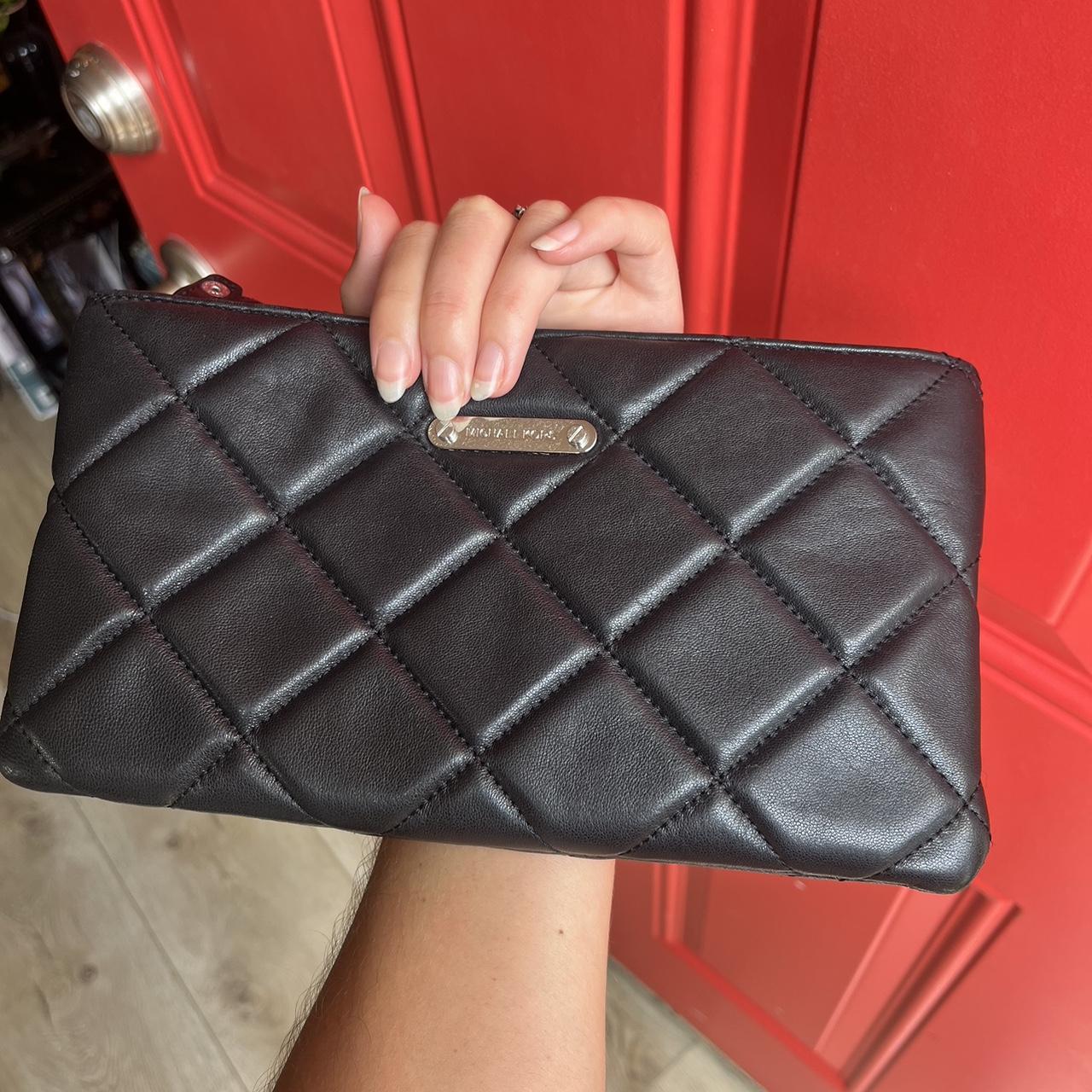 Michael Kors black quilted leather clutch crossbody