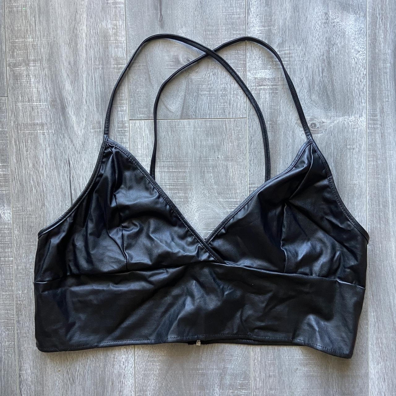 Plus Size Faux Leather Crop Top Gently pre-loved.... - Depop