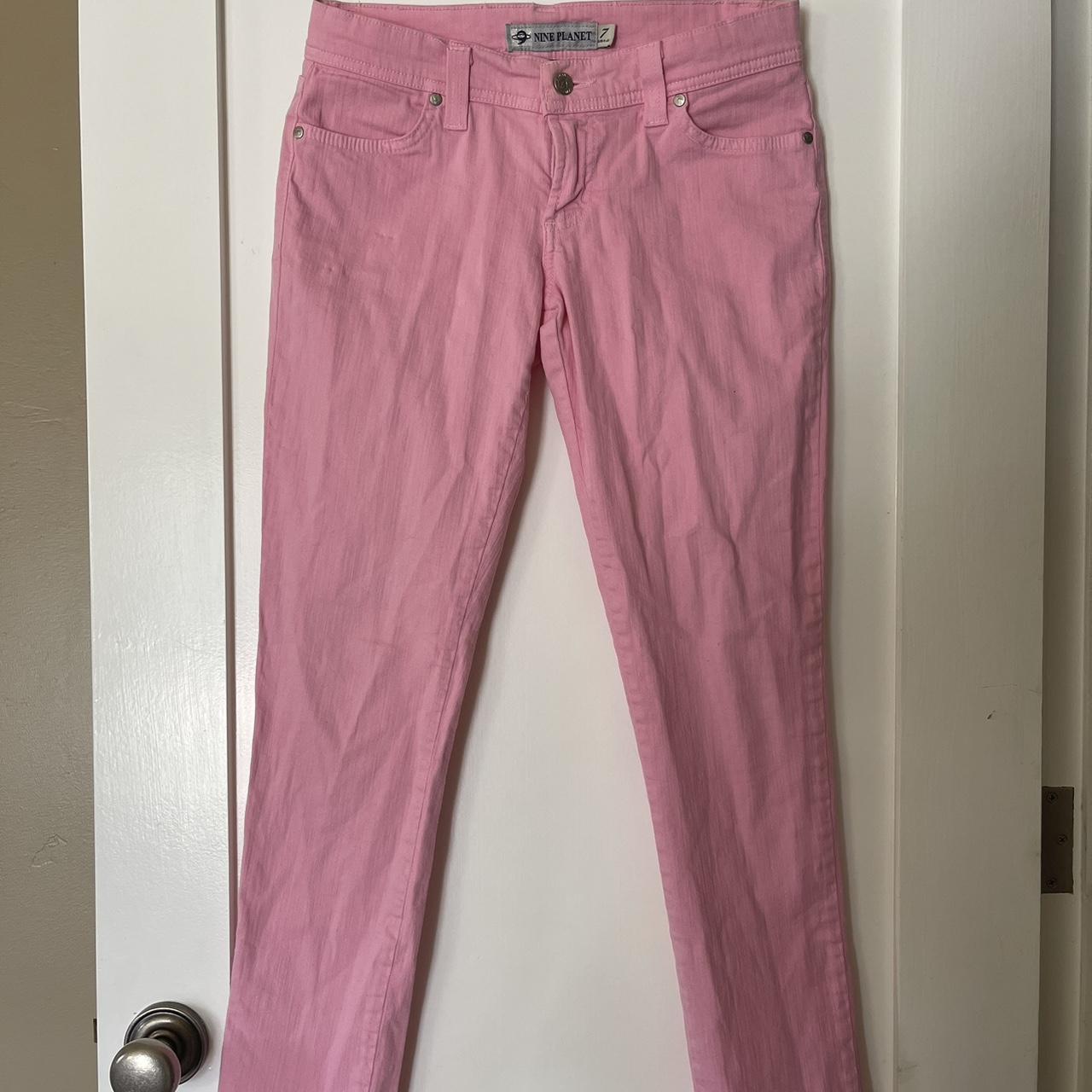 Y2K Early 2000s Vintage Pink Nine Planet Skinny... - Depop