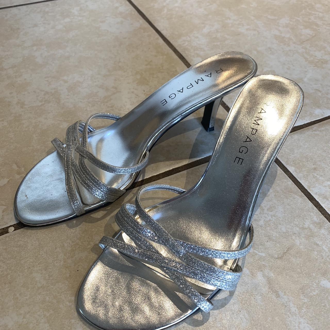Rampage Women's Grey and Silver Mules | Depop