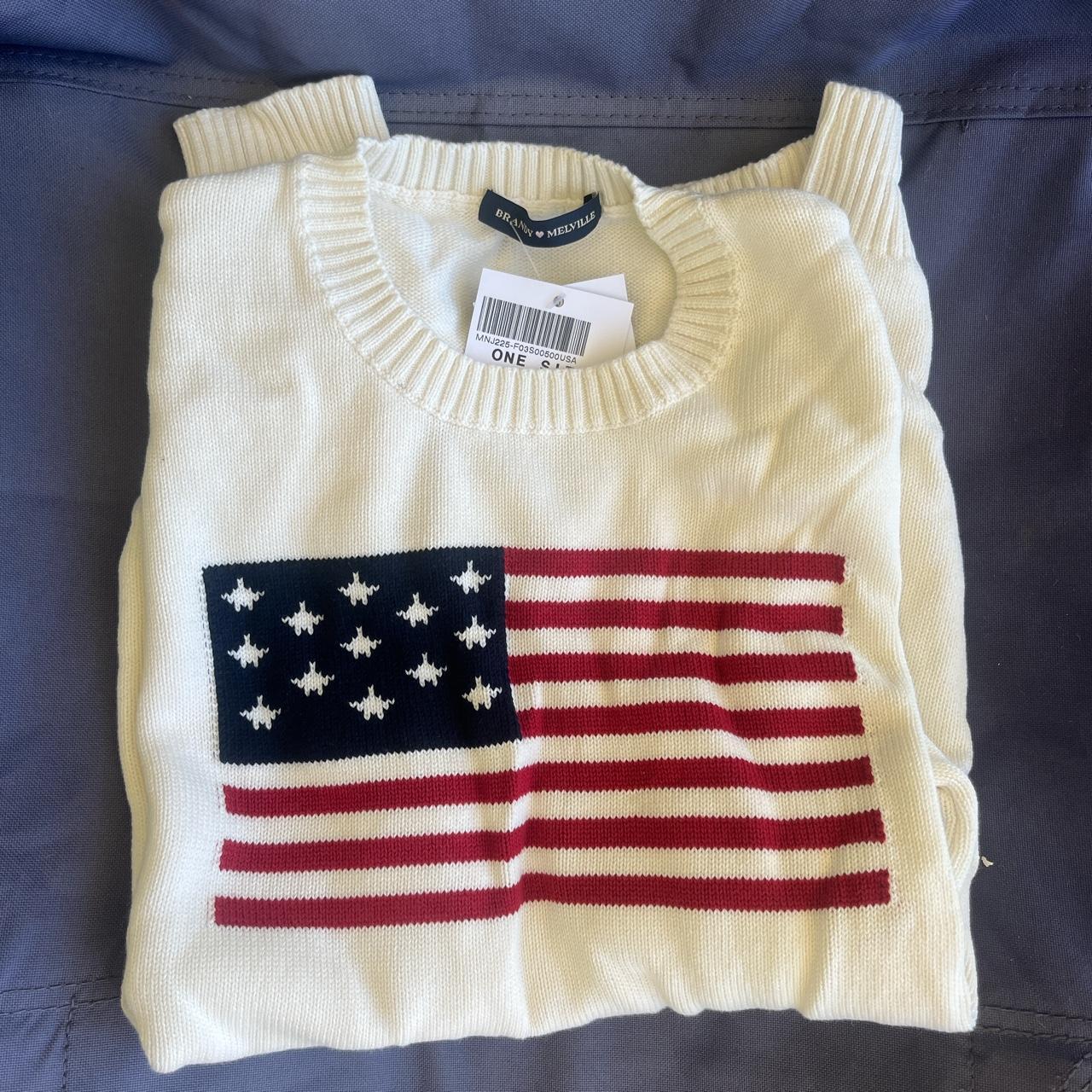 Brandy Melville American flag oversized sweater bend... Depop