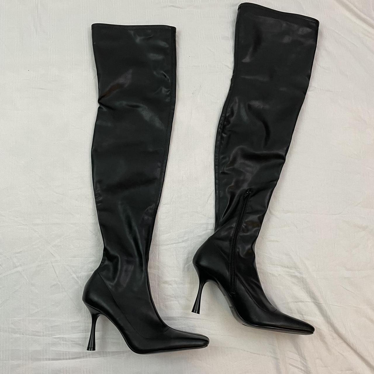 Truffle thigh high boots • not real leather, made of... - Depop