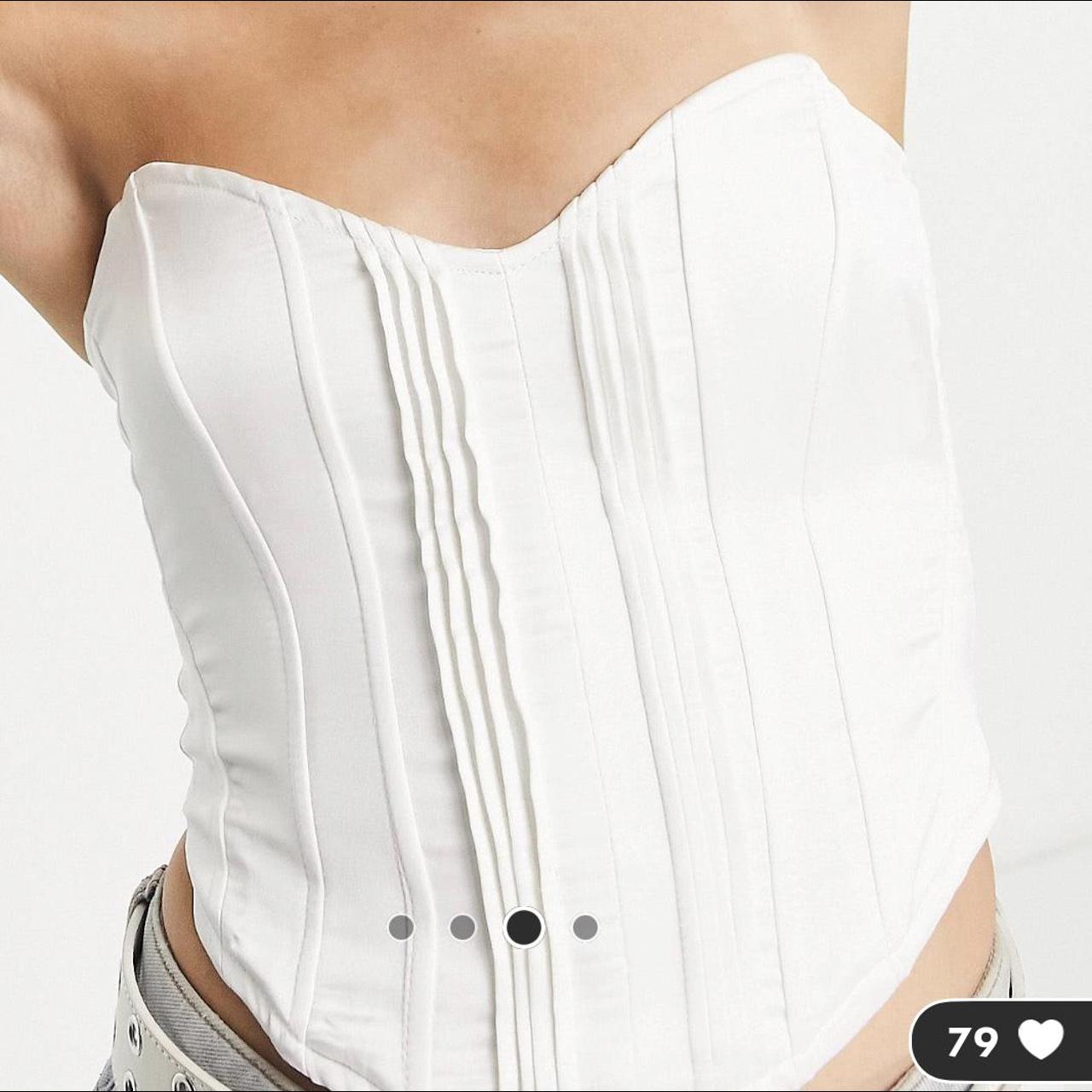 Bershka corset satin top in white