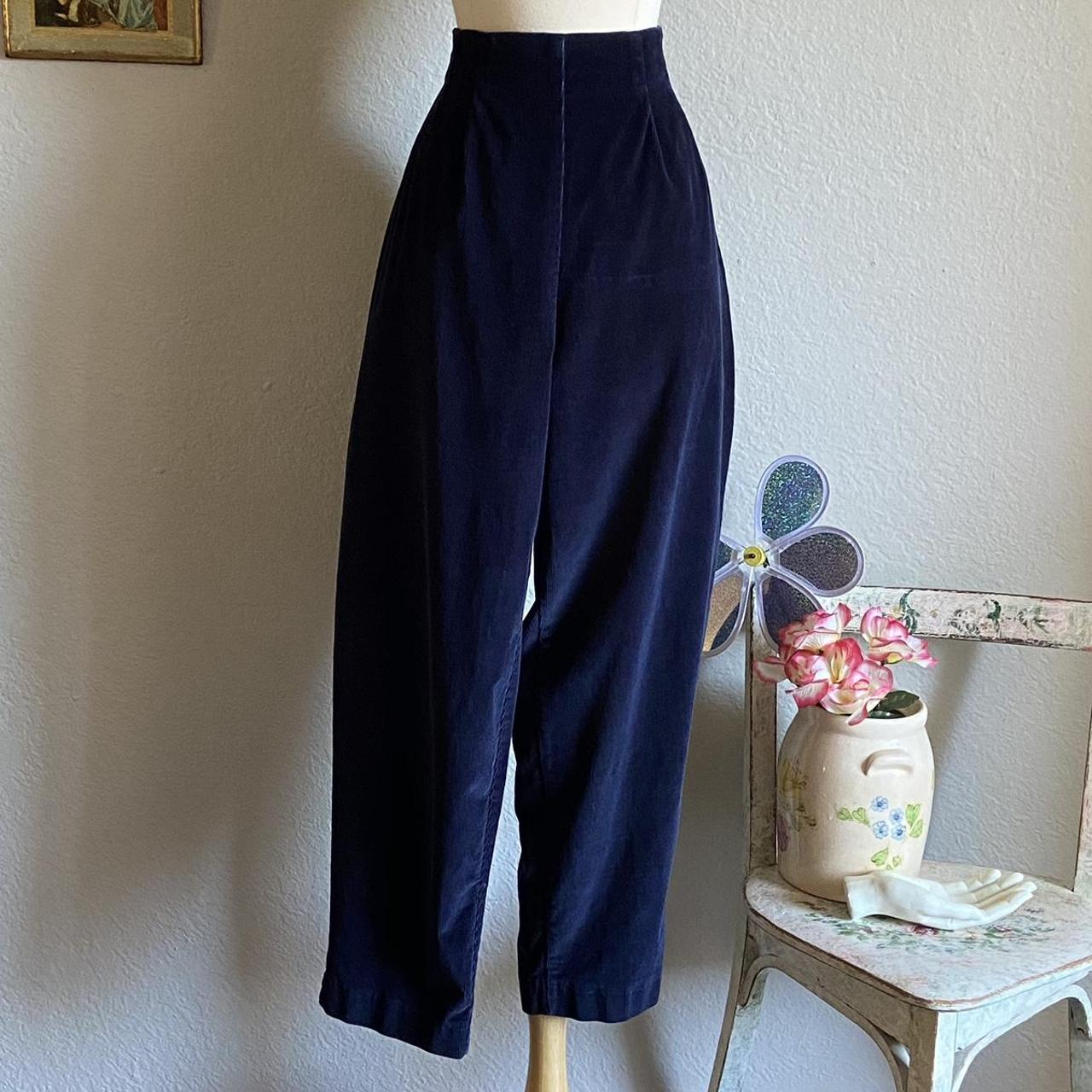 VINTAGE 90S 00S HIGH WAIST DARK NAVY BLUE PLEATED... - Depop