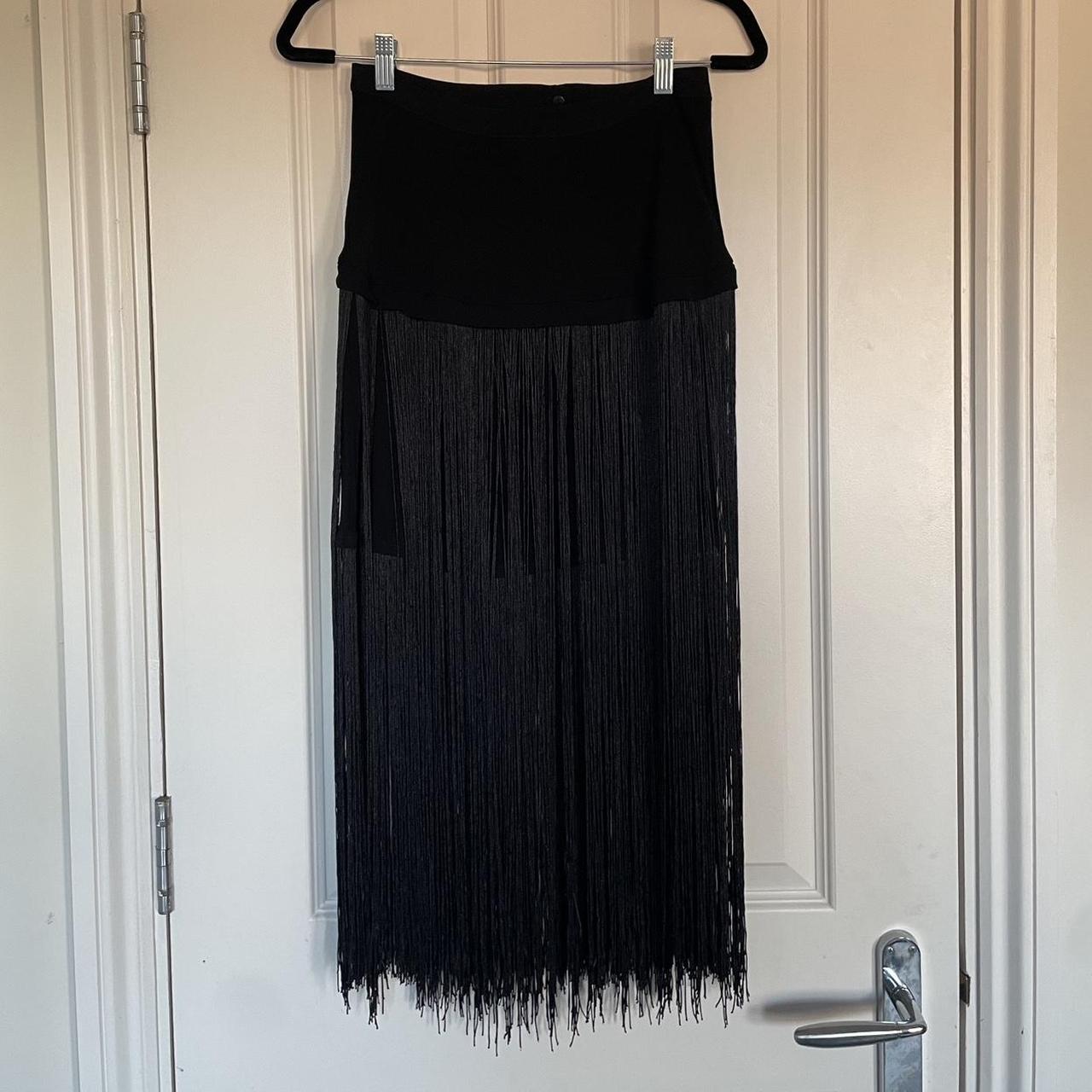 Black fringe skirt h&m hotsell