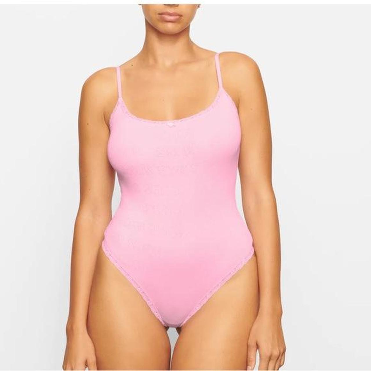 Skims Women's Pink Bodysuit Depop
