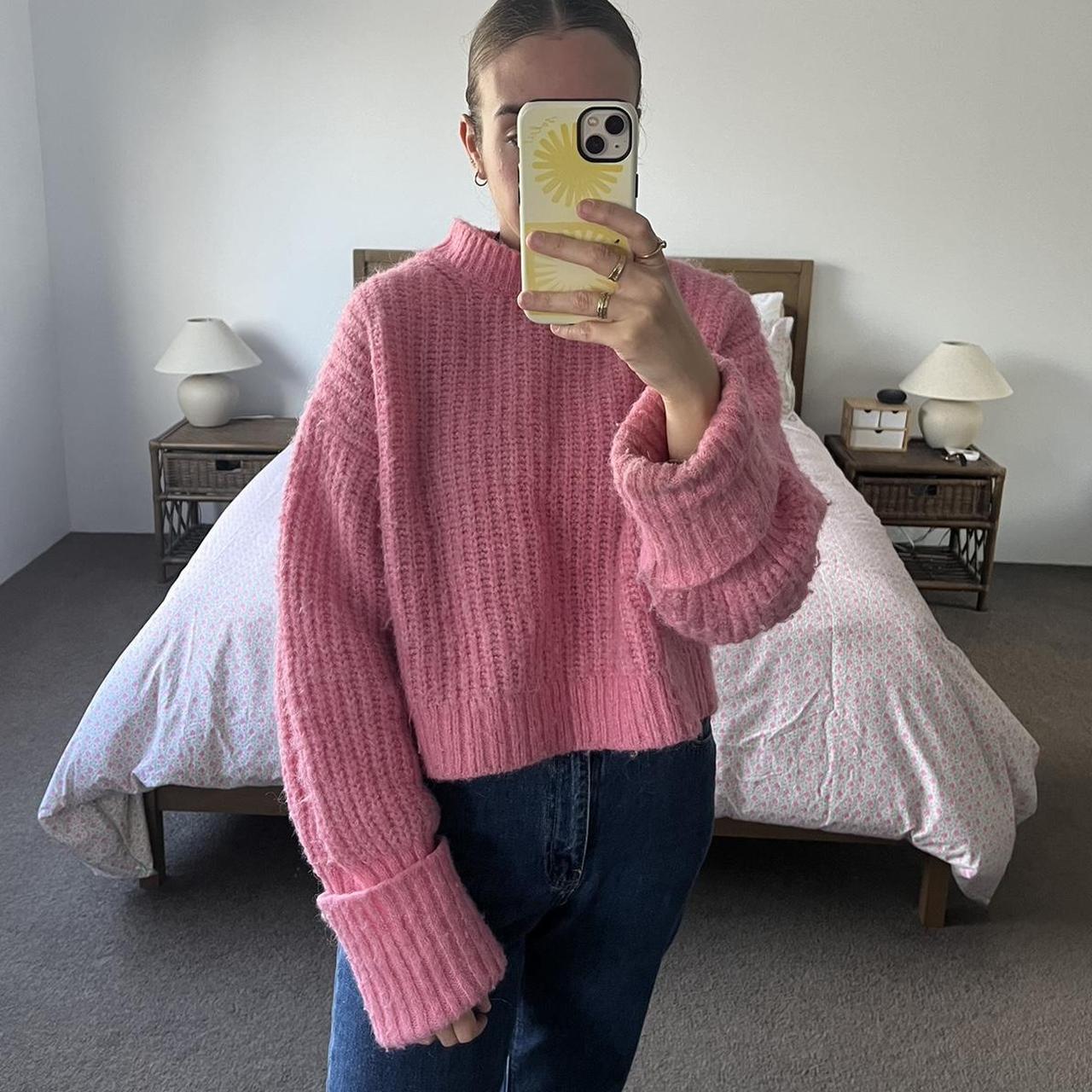 Zara pink knit jumper size small. Good condition Depop
