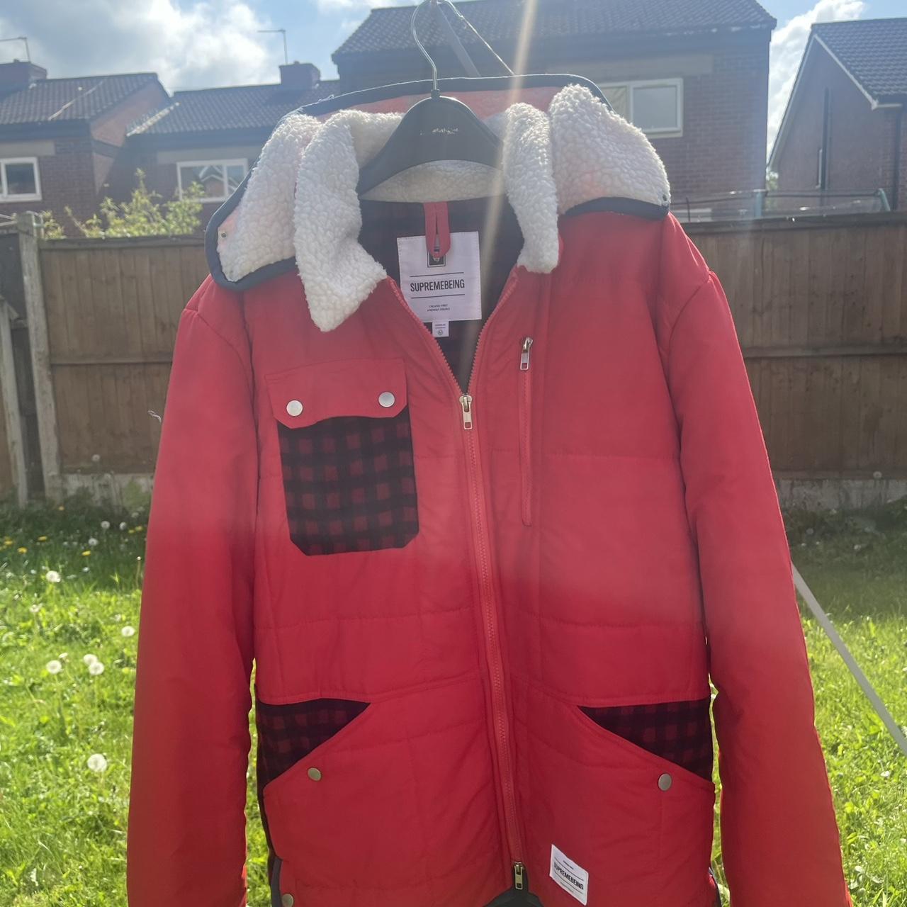 Supremebeing Red White Hooded Jacket Depop