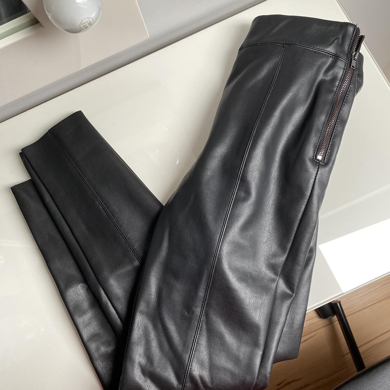 black leather trousers Size 6... Depop