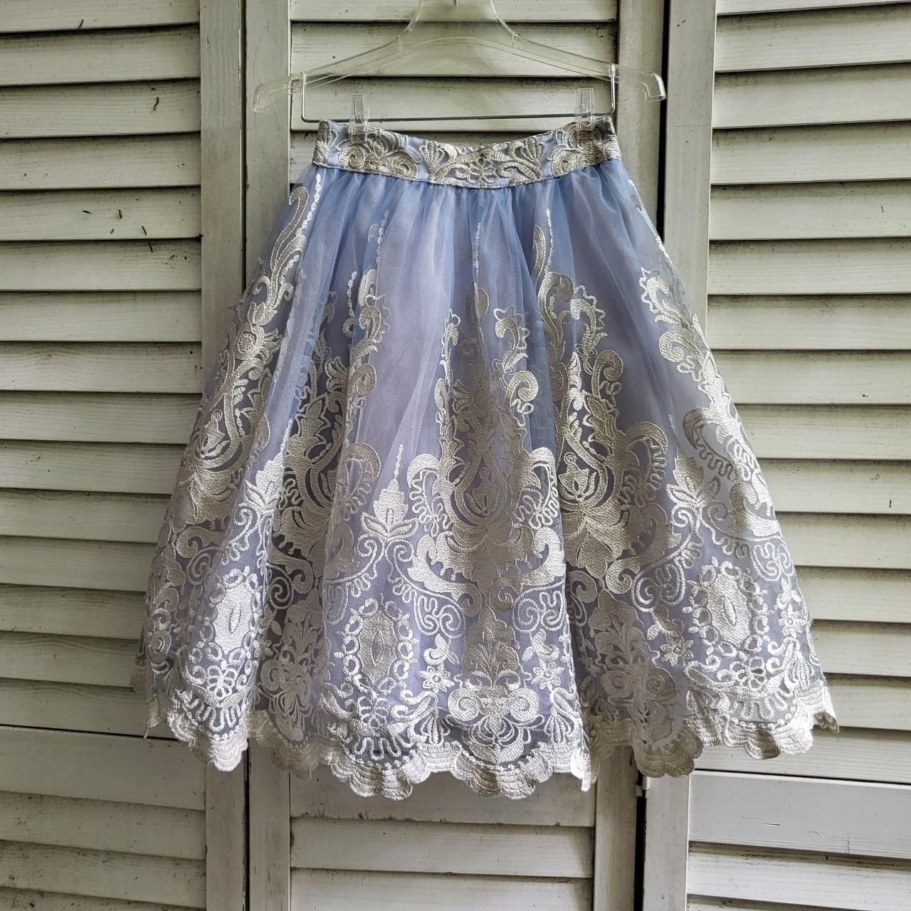 Chi Chi London Women's White and Blue Skirt