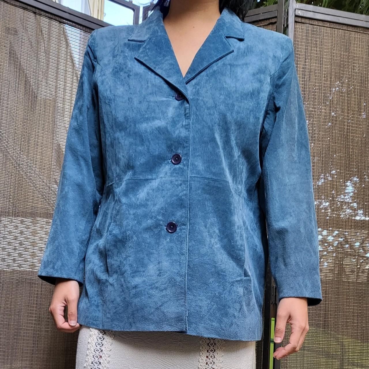 Women's blue genuine suede leather hotsell vintage jacket