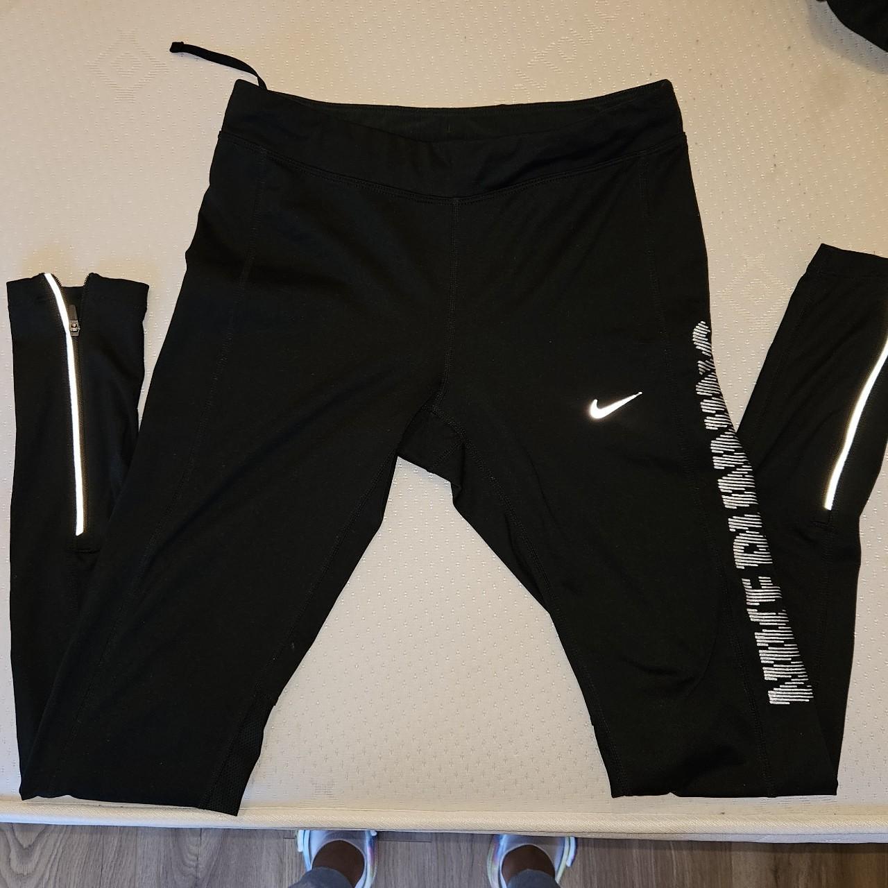 Nike dri-fit full length Black leggings with tie - Depop