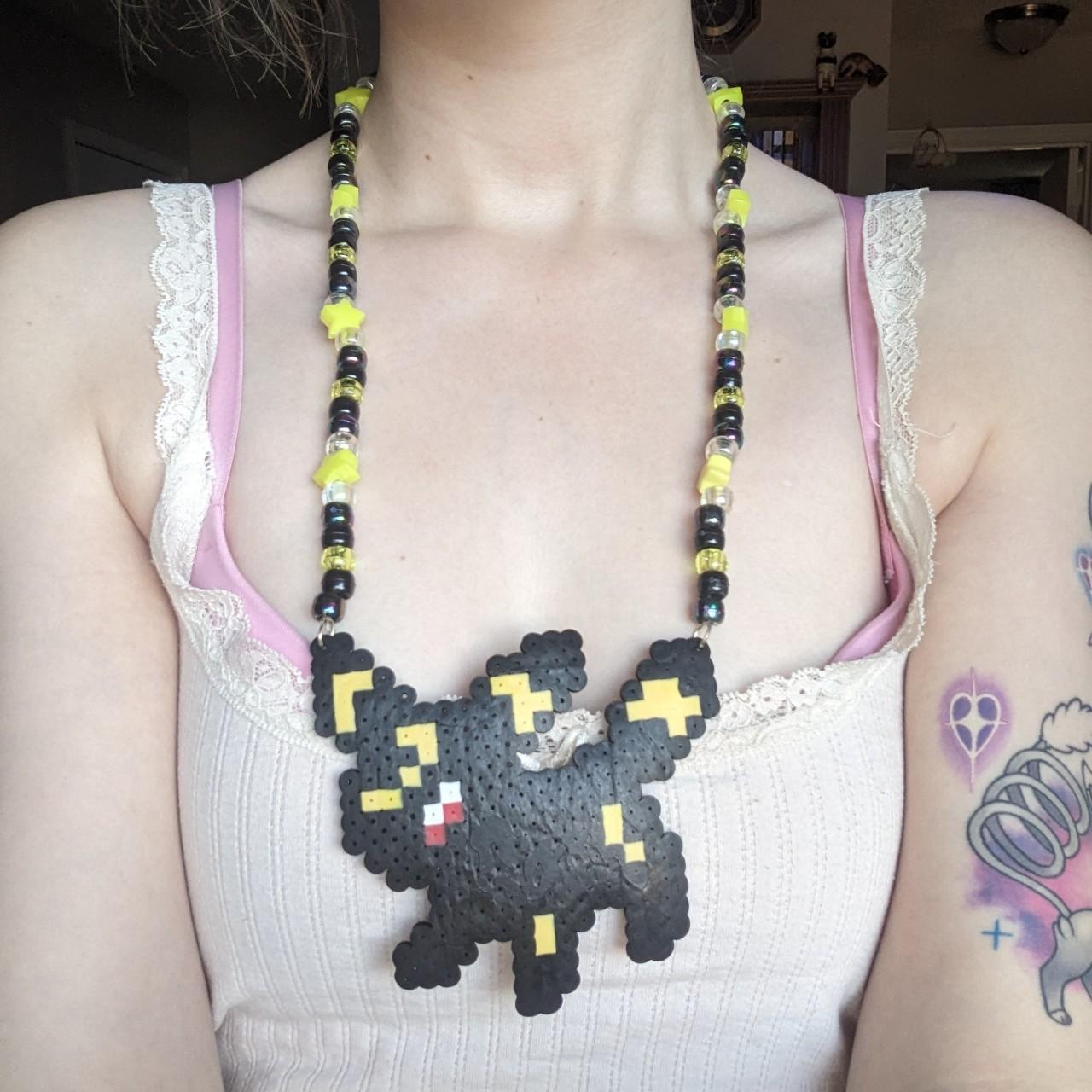 Handmade Kandi umbreon rave necklace with
