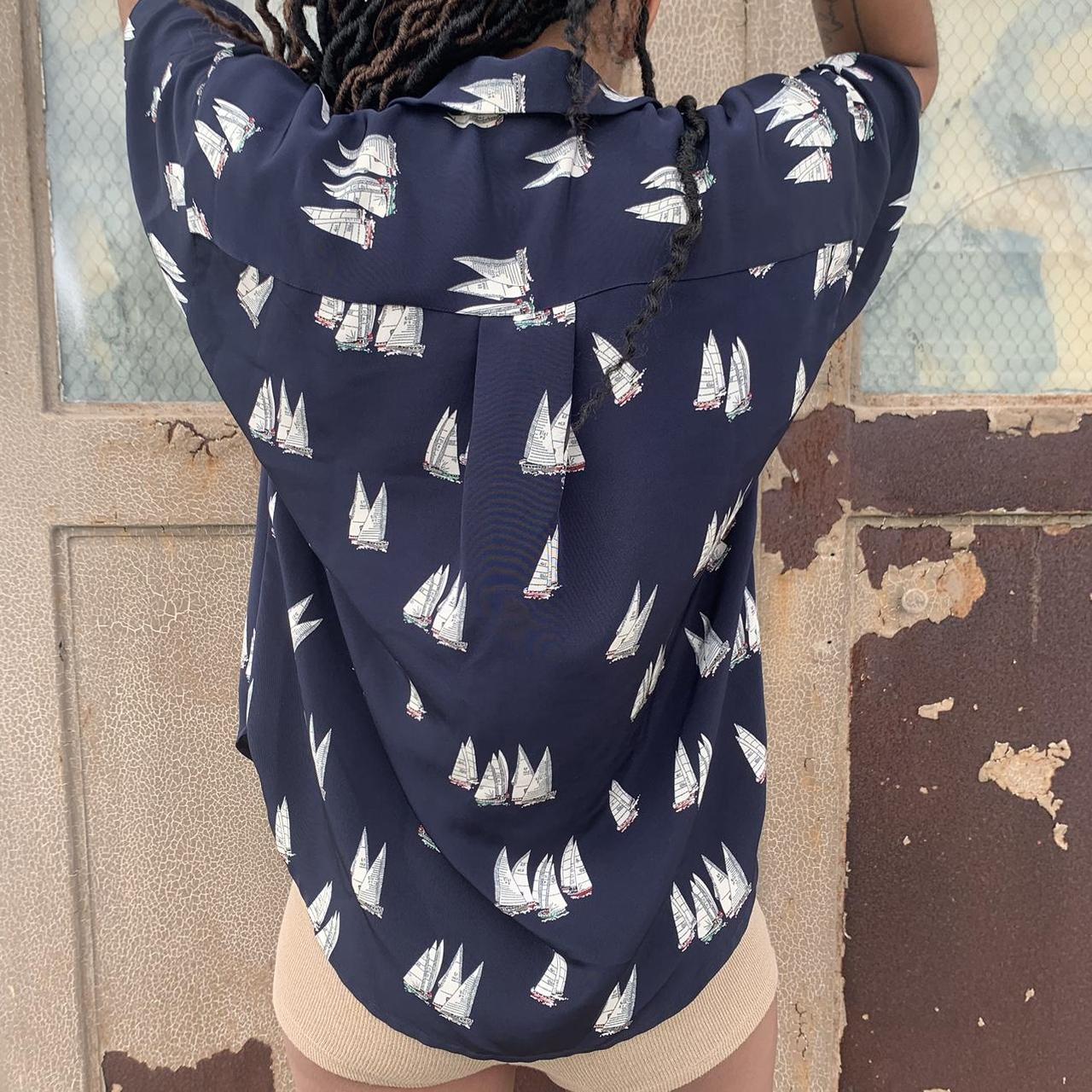 Brandy Melville Men's Navy and Blue Shirt Depop