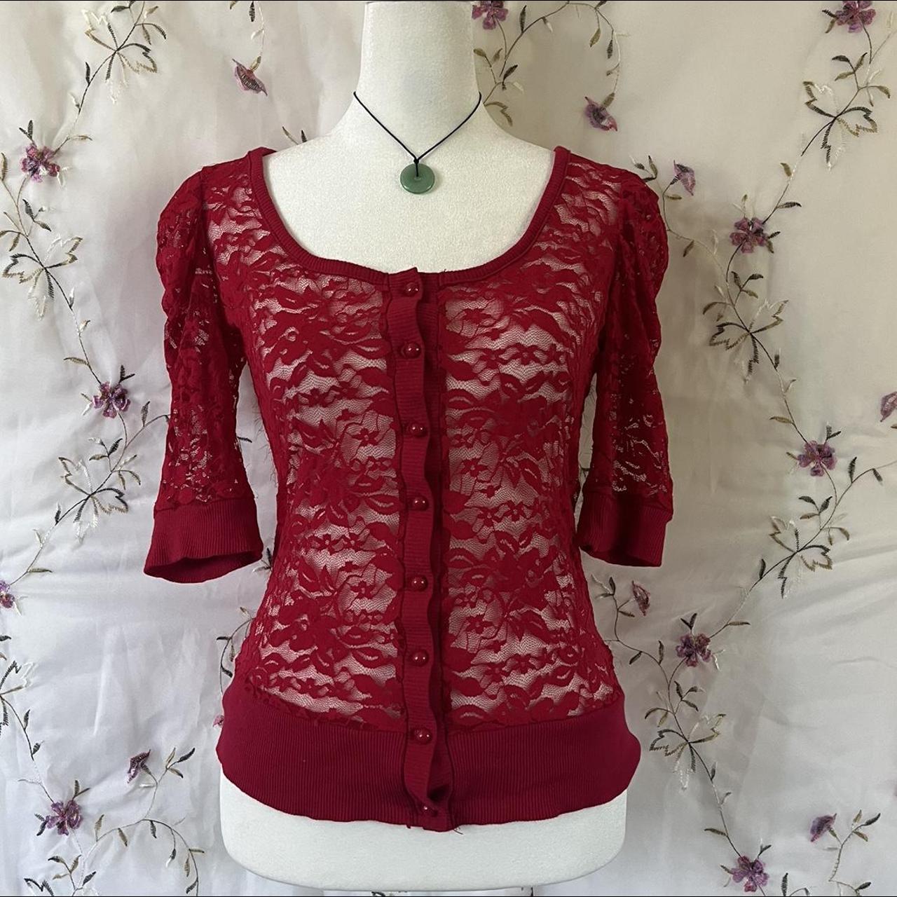 Lace red top best fits a small/medium - Depop