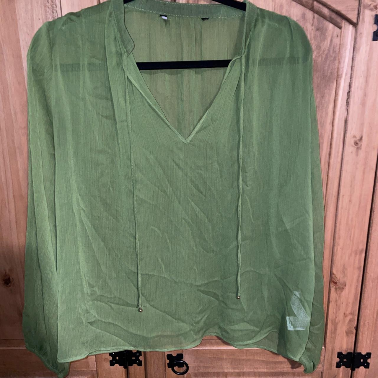 Zara green sales sheer blouse