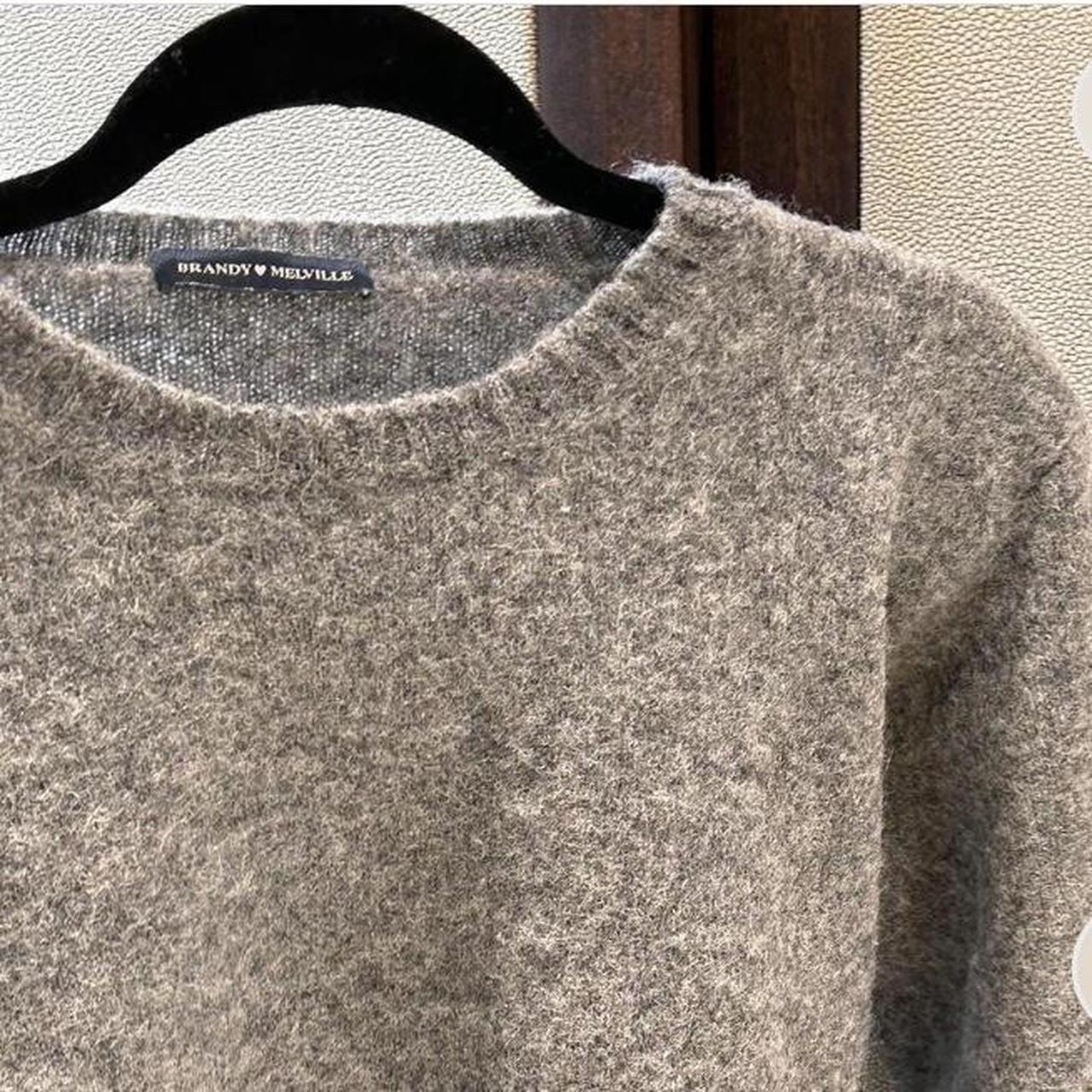 Grey Brandy Melville over sized Knitted crew neck... - Depop