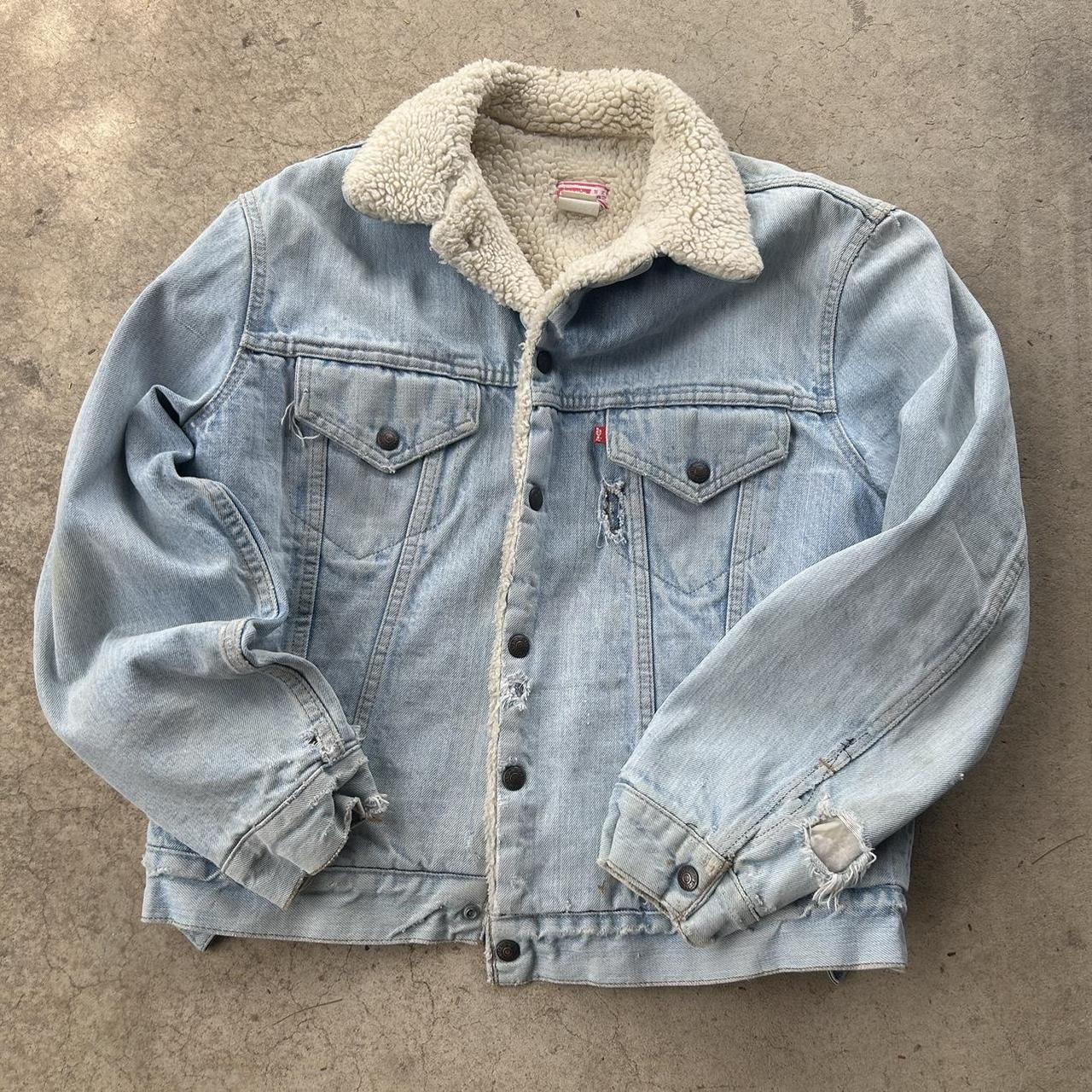 true vintage Levi’s 1970s-80s denim sherpa... - Depop