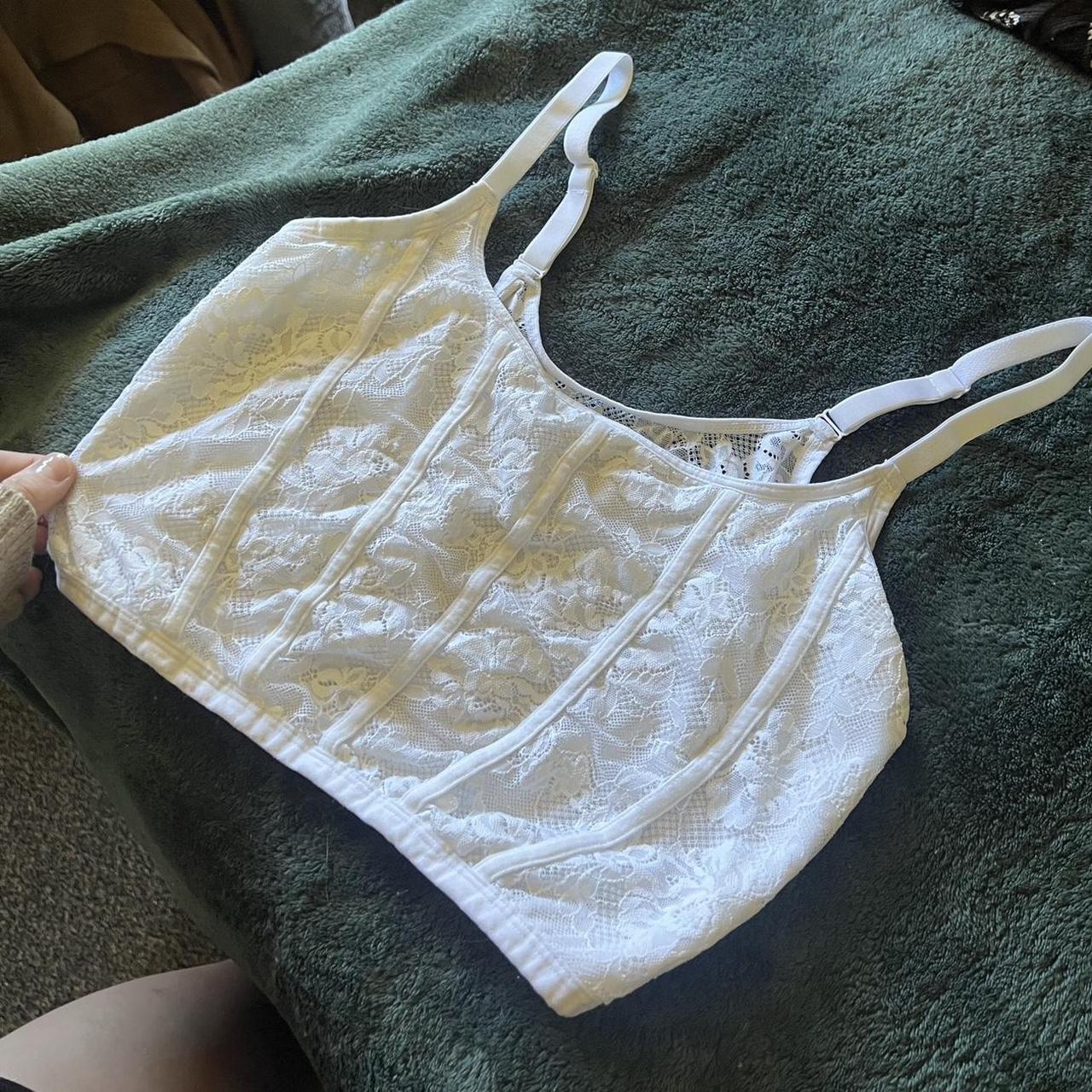 White lacy corset top Comfy and cute for summertime... - Depop