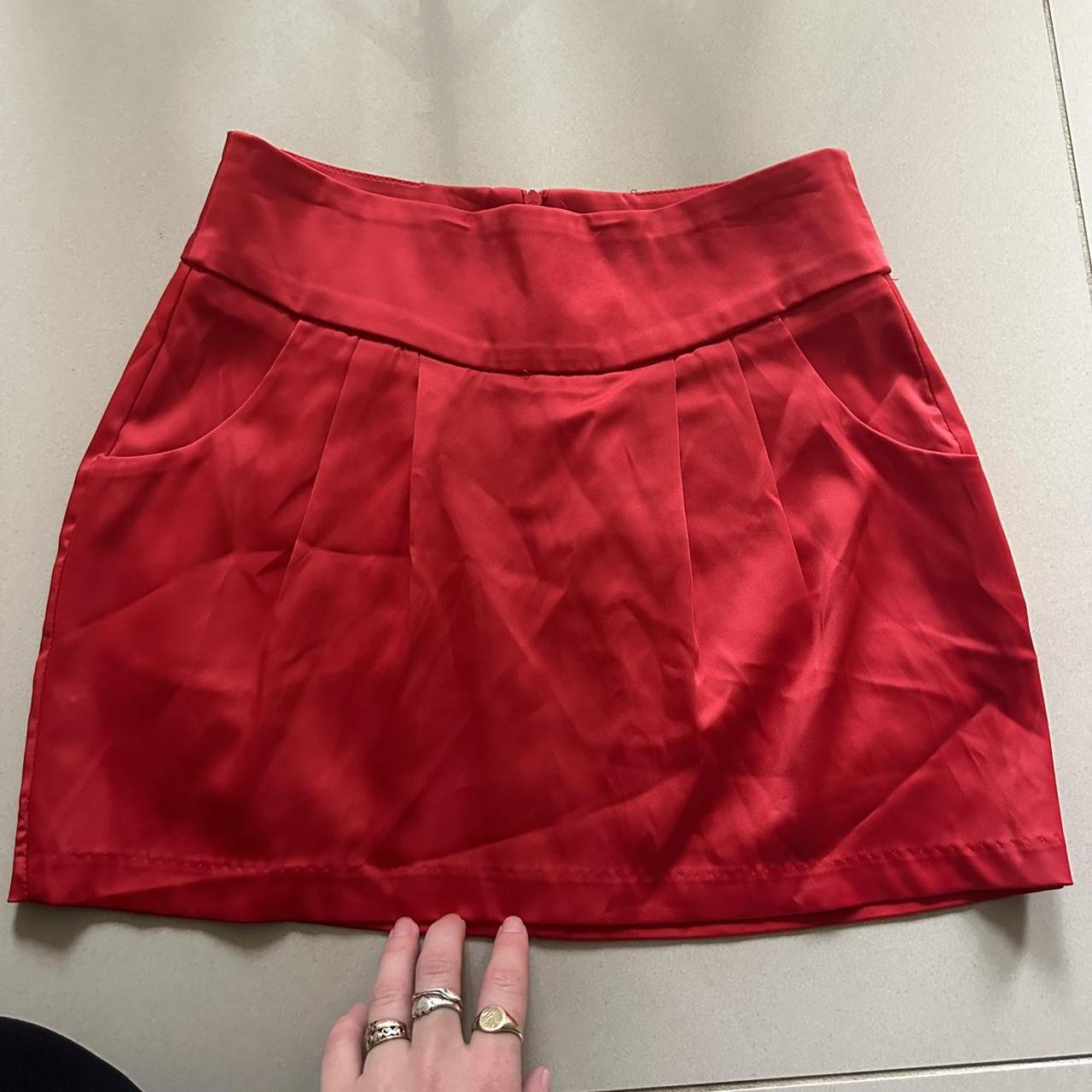 2000’s supré red mini skirt Silky fabric with... - Depop