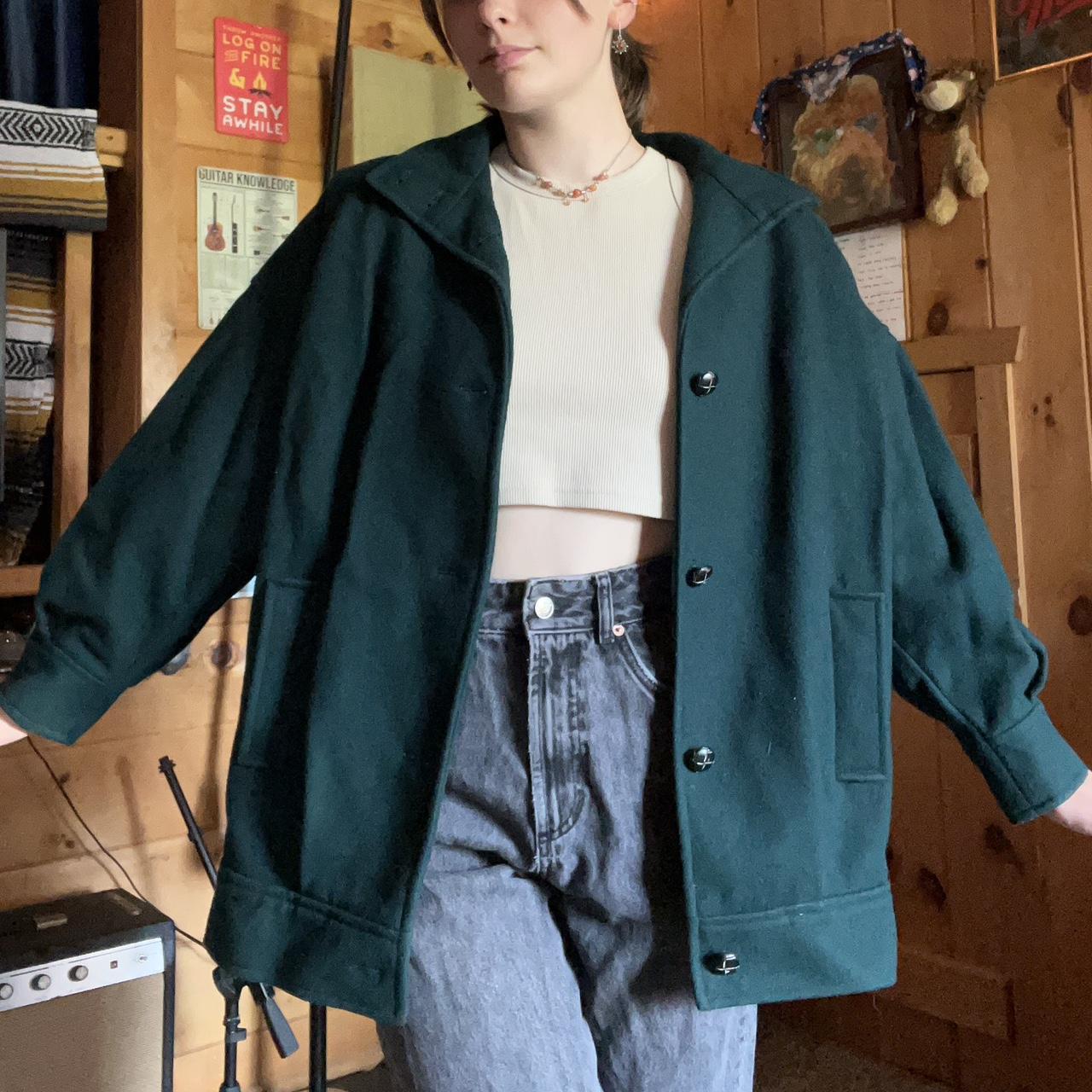 Oversized Bomber Jacket Green fabric material i’m... - Depop