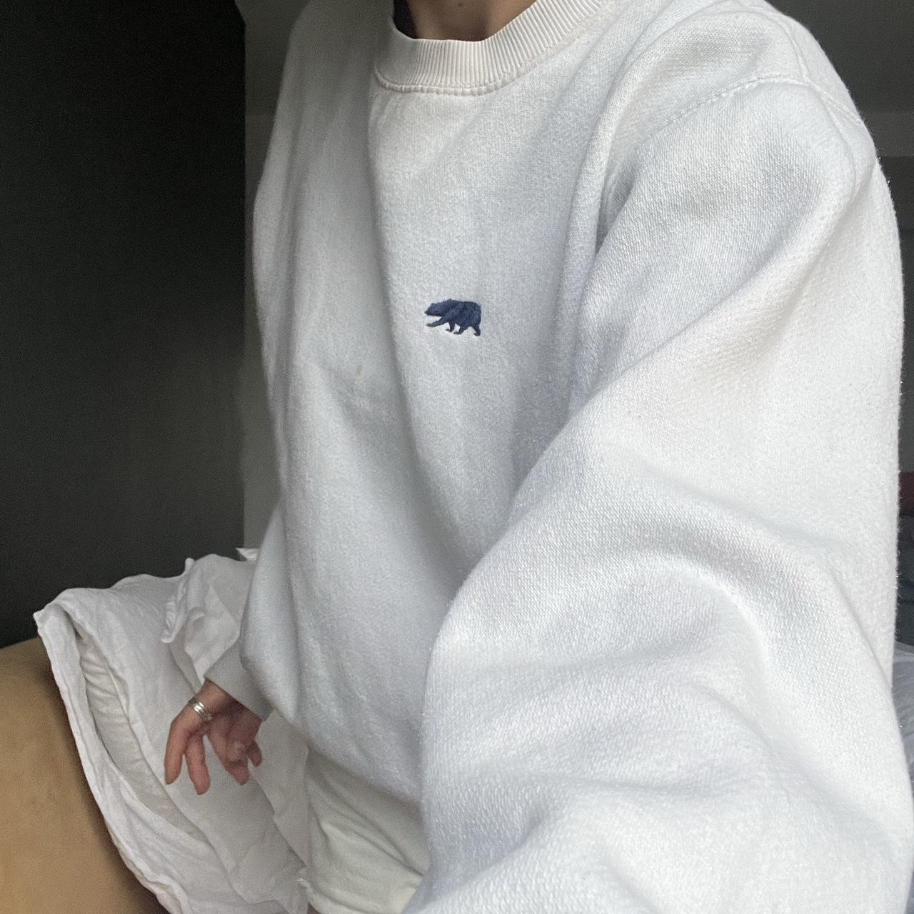 Brandy Melville white embroidered Bear sweatshirt Depop
