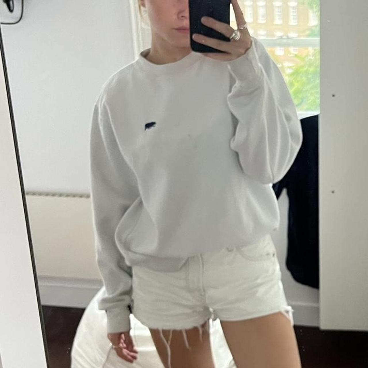 Brandy Melville white embroidered Bear sweatshirt Depop
