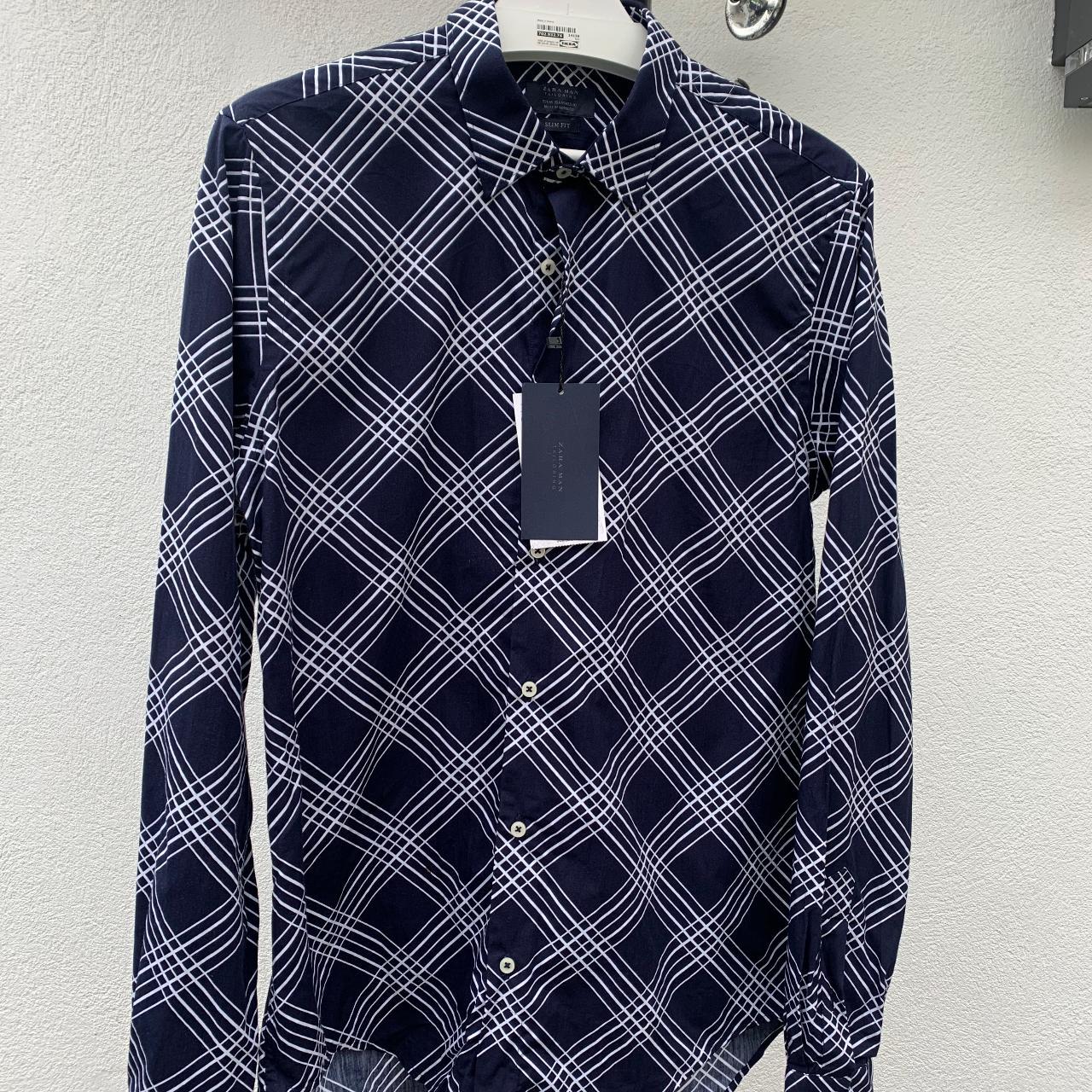 Zara Men's Navy Shirt Depop