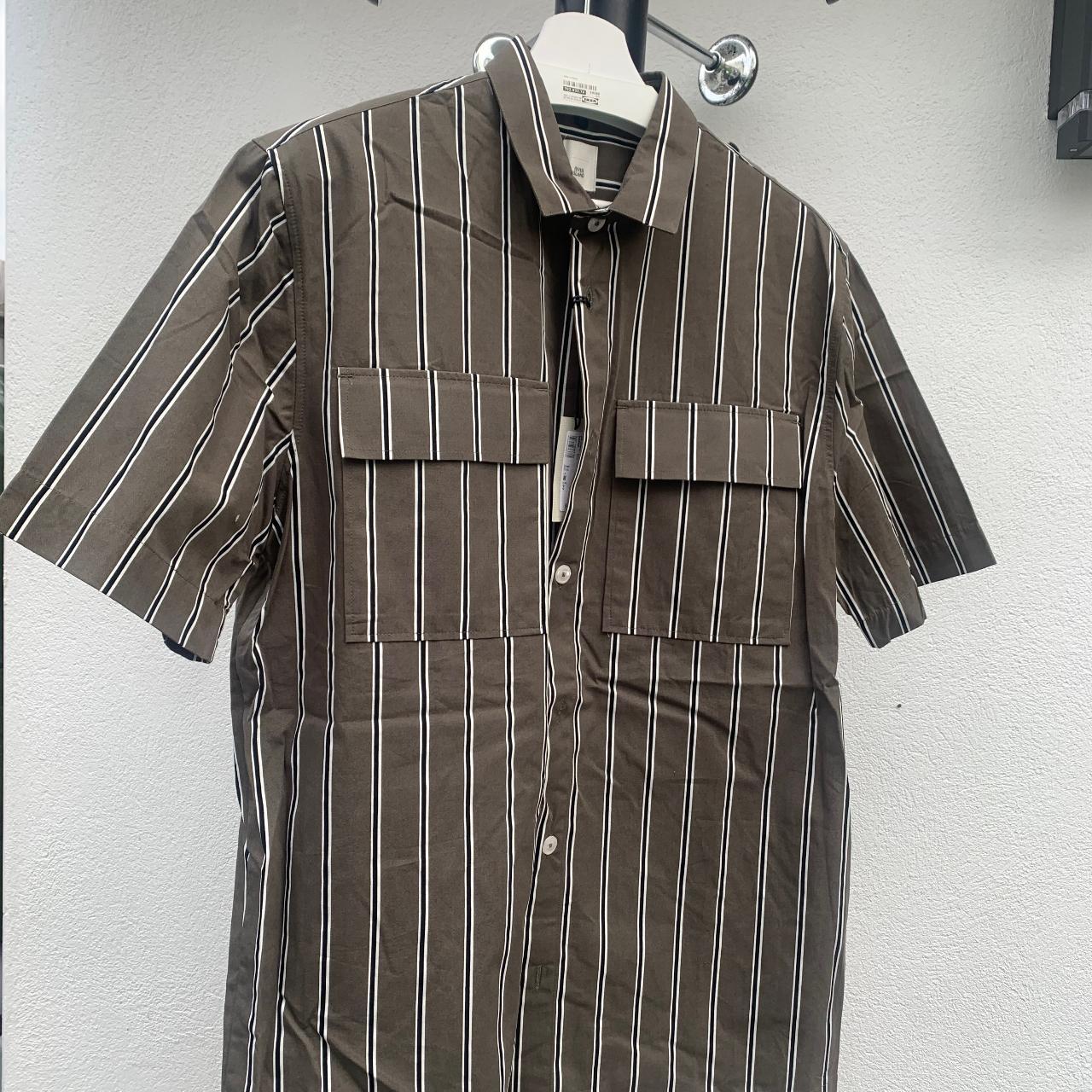 River Island Brown Stripe Shirt Size M #016 - Depop