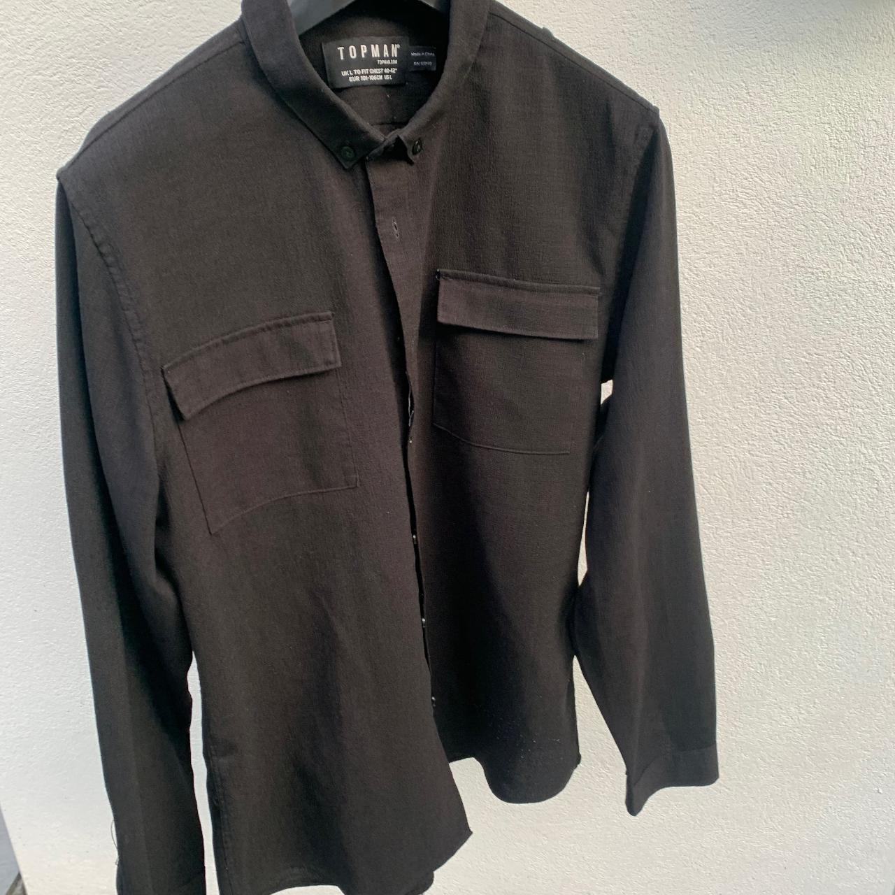 Topman Long Sleeve Shirt with Pockets in black Size... - Depop