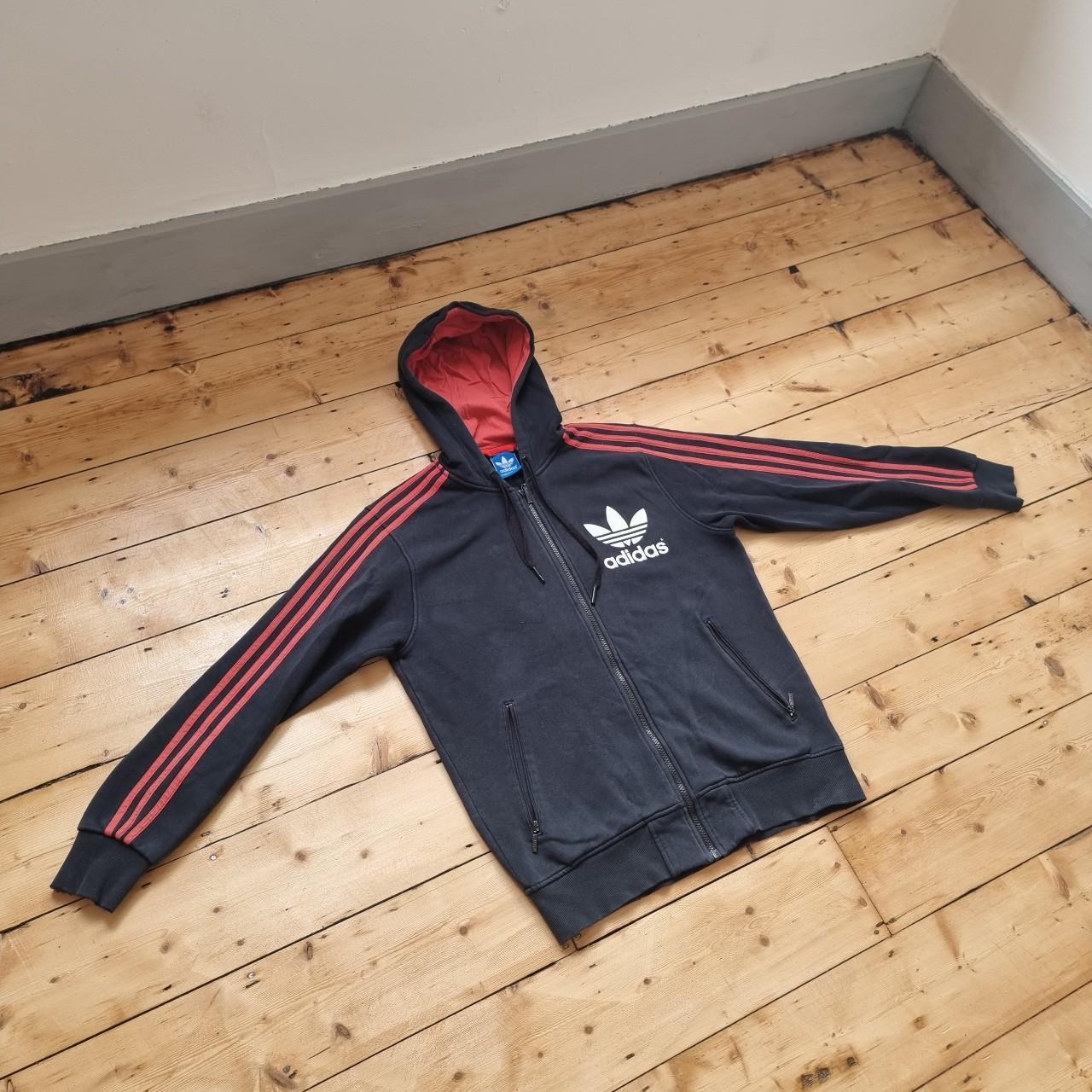 Awesome spellout Adidas hoodie in bold red and black. Depop