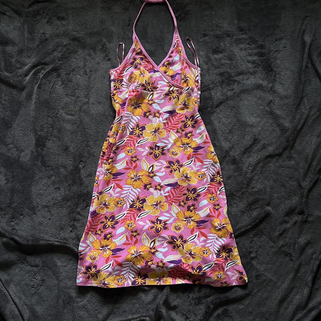 H&M Women's Pink and Orange Dress Depop