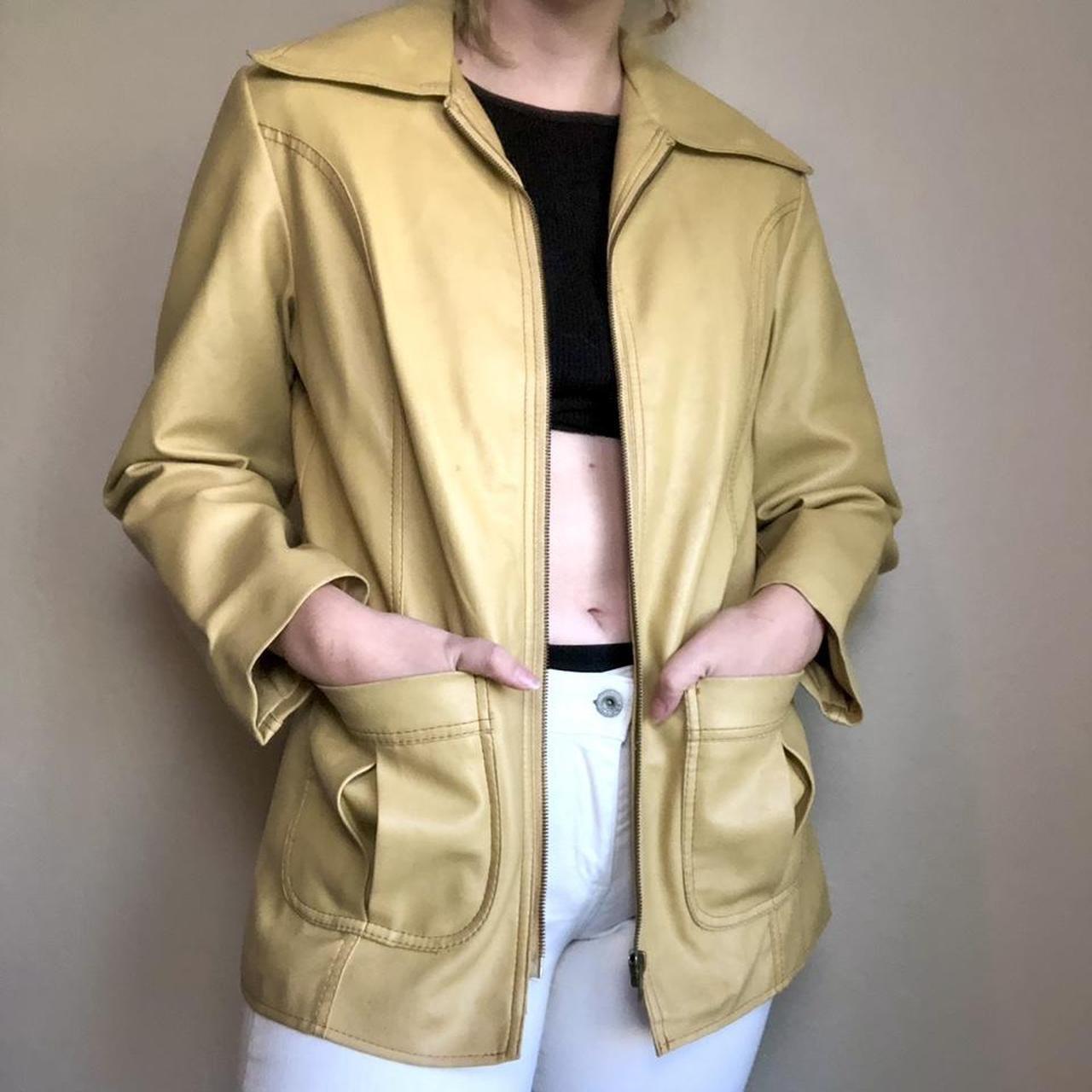 Yellow faux hot sale leather jacket