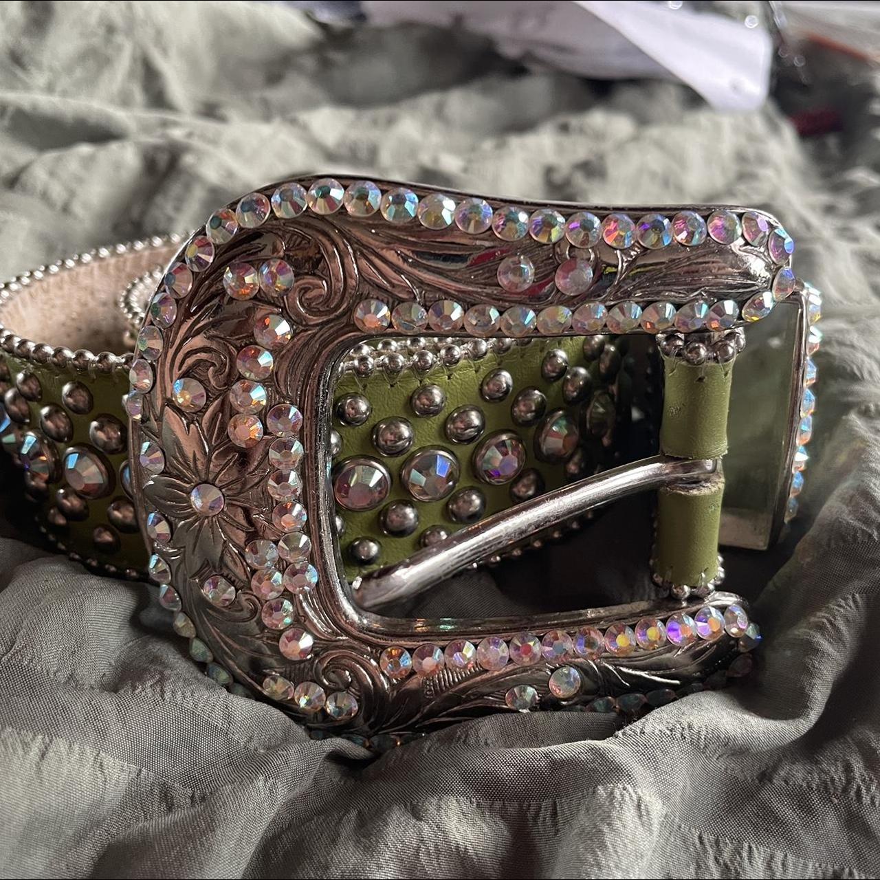 size 30 bb simon white crystal belt ! - 100% - Depop