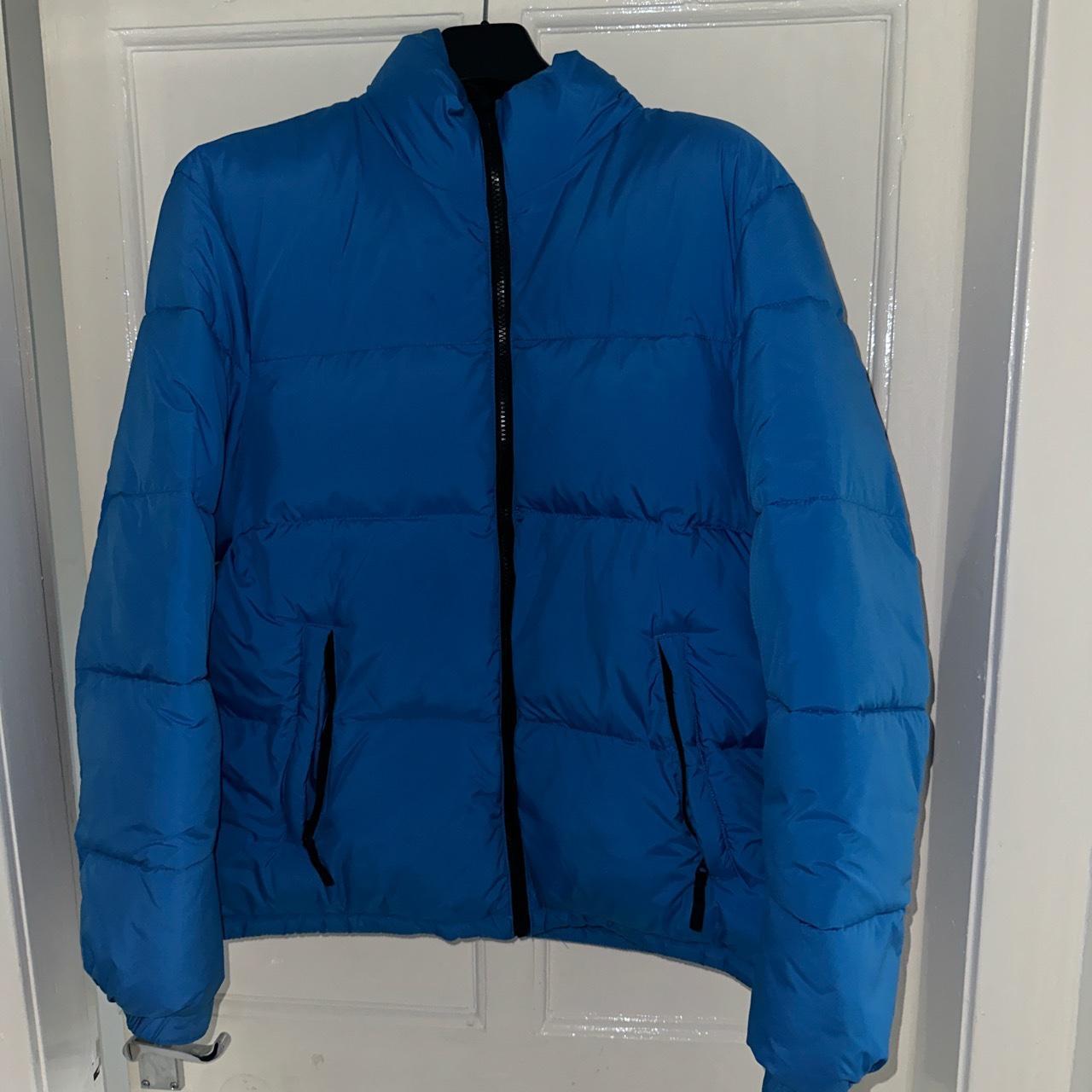 Blue Zara puffer jacket Size Small men’s Worn once... - Depop