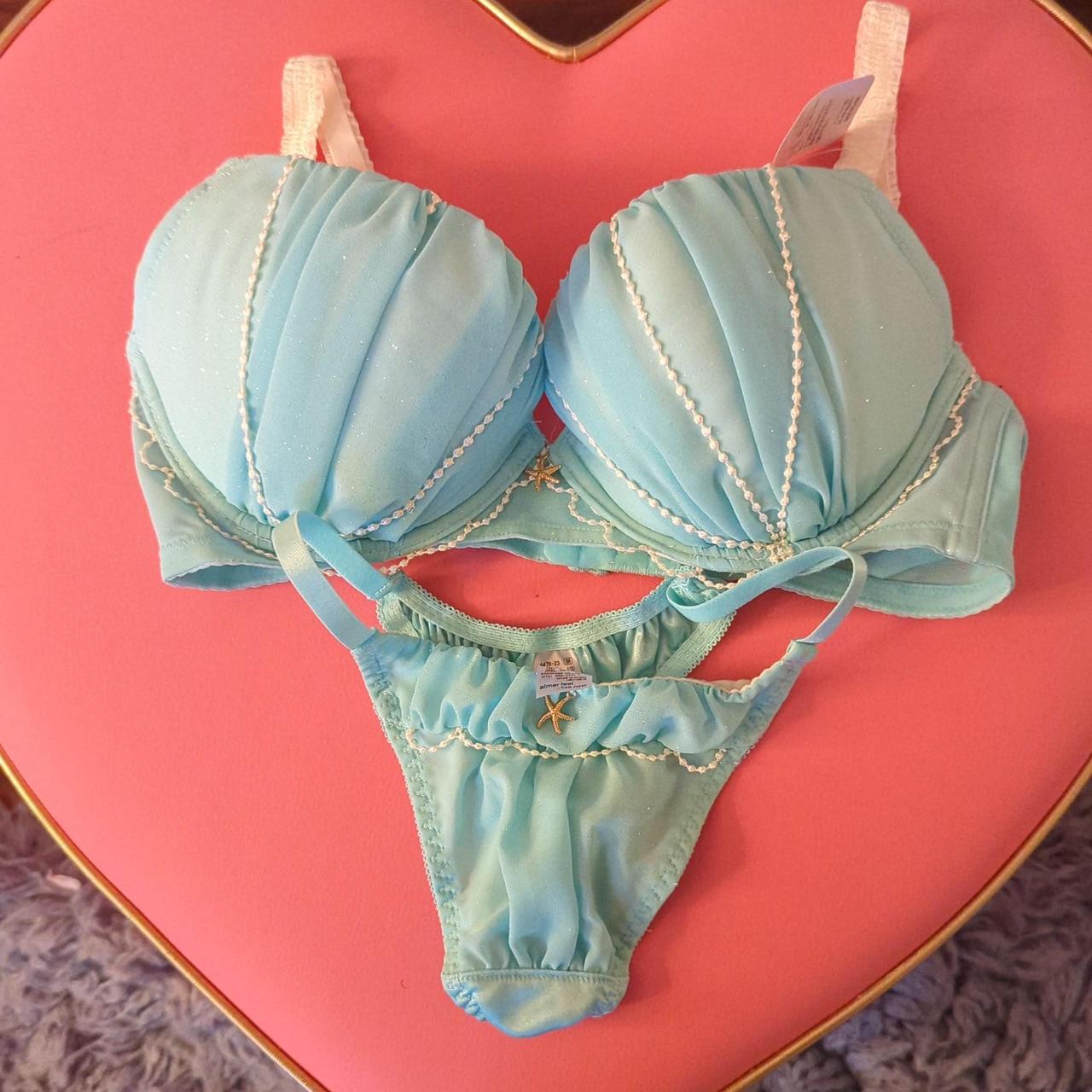 Turquoise blue green mermaid glitter bra E75 and L... - Depop