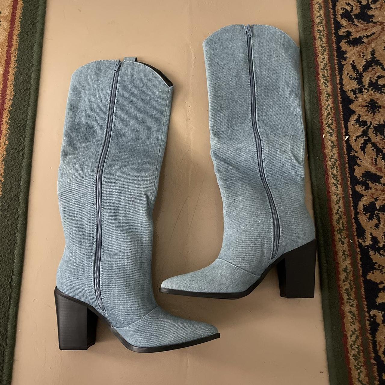 Fashion nova best sale denim boots