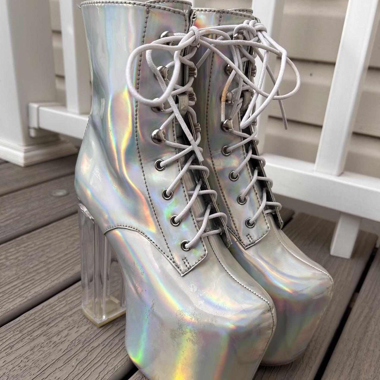 Silver clearance holographic boots